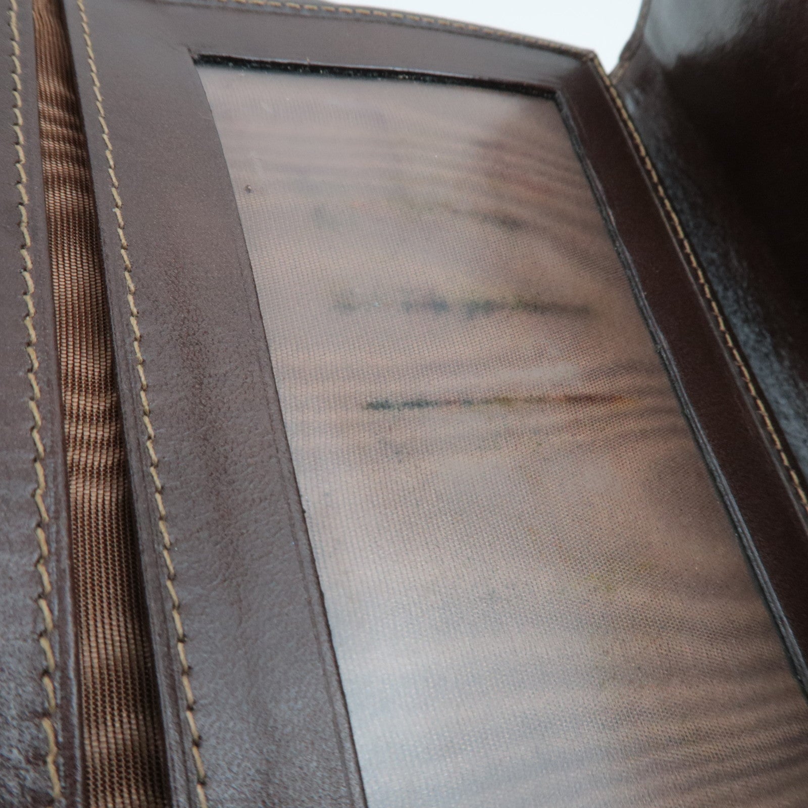 FENDI Zucca Canvas Leather Tri-Fold Wallet Brown Black 30858