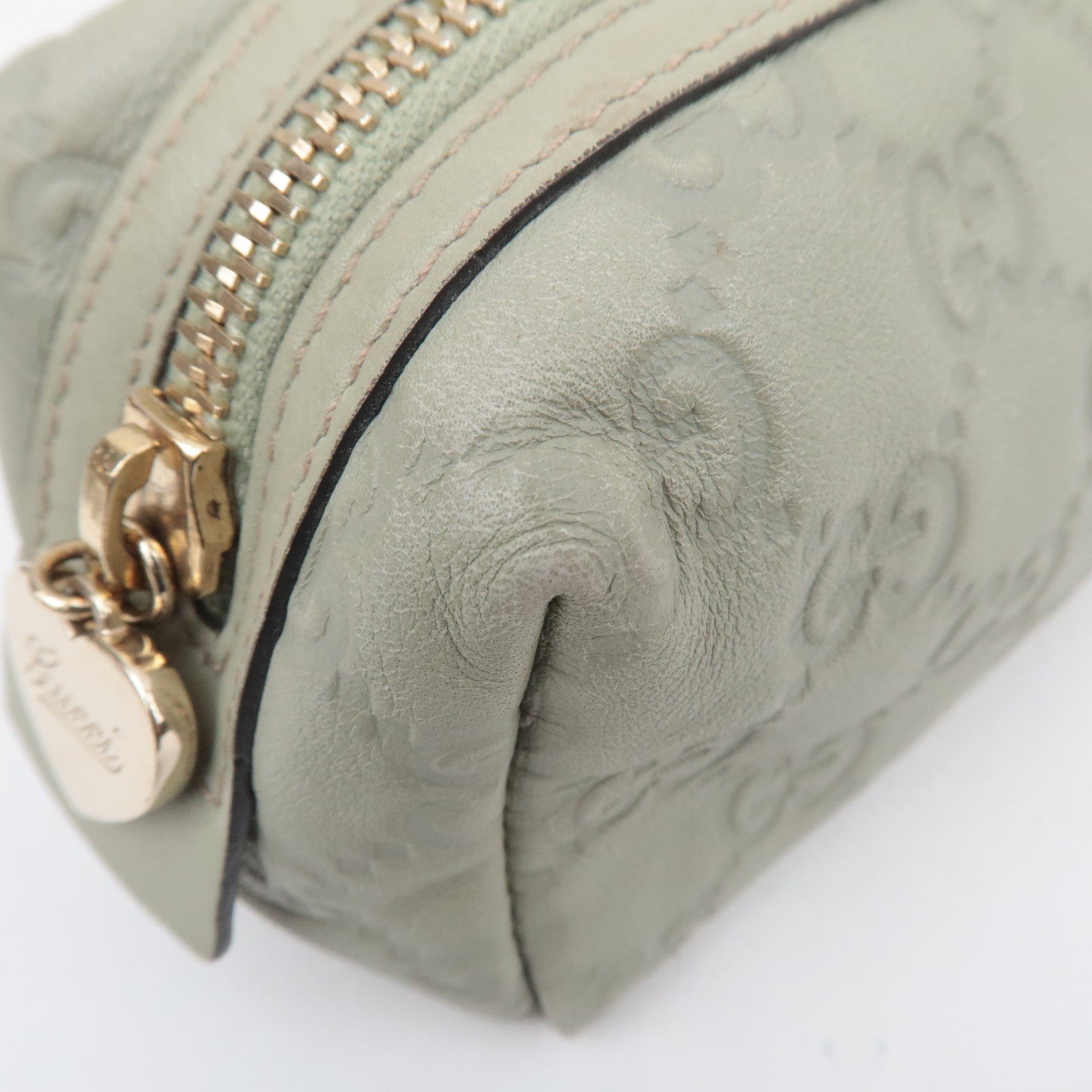 GUCCI Guccissima Leather Cosmetic Pouch Light Green 153228