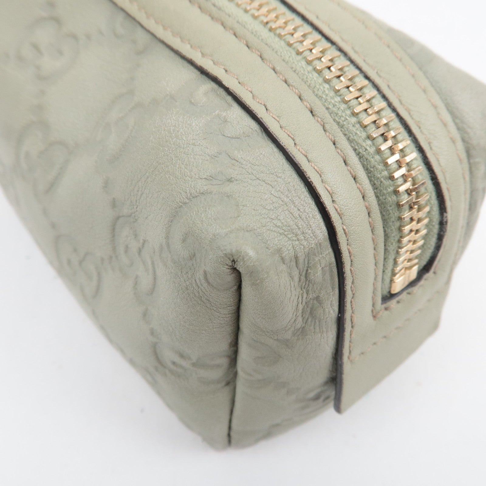 GUCCI Guccissima Leather Cosmetic Pouch Light Green 153228