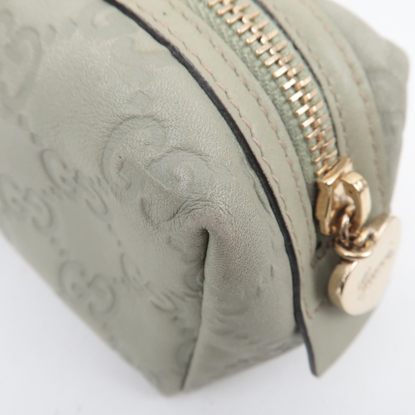 GUCCI Guccissima Leather Cosmetic Pouch Light Green 153228
