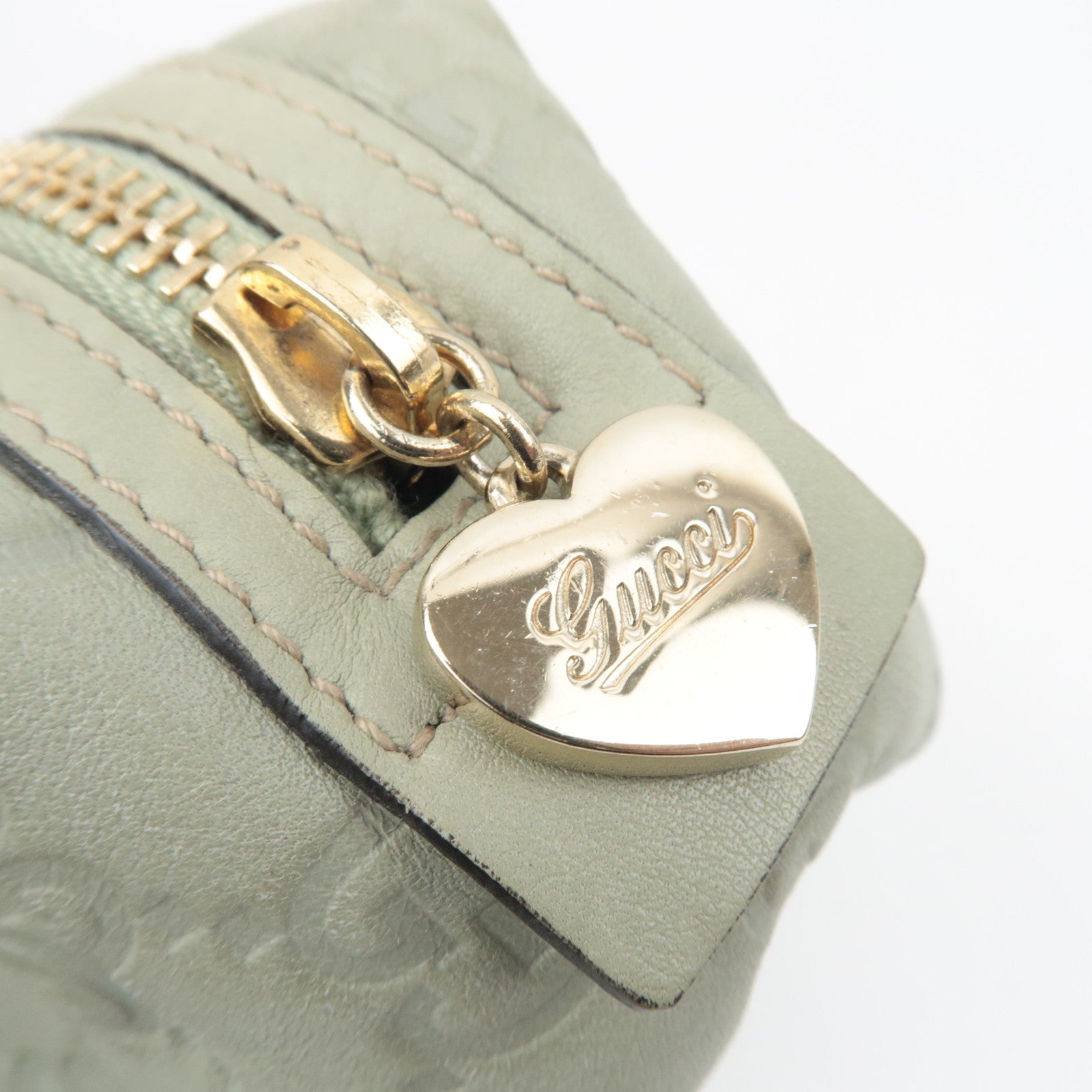 GUCCI Guccissima Leather Cosmetic Pouch Light Green 153228
