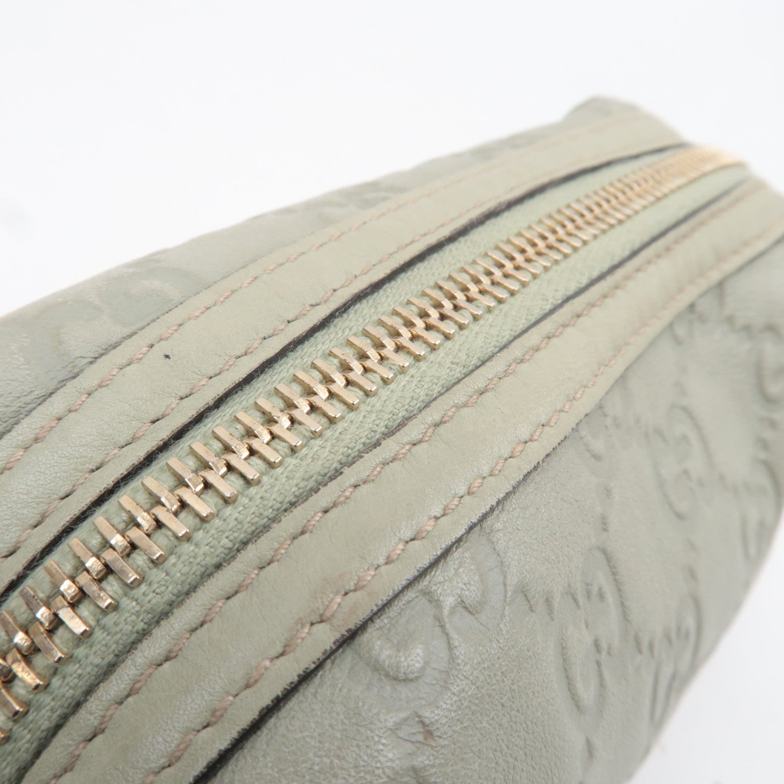 GUCCI Guccissima Leather Cosmetic Pouch Light Green 153228