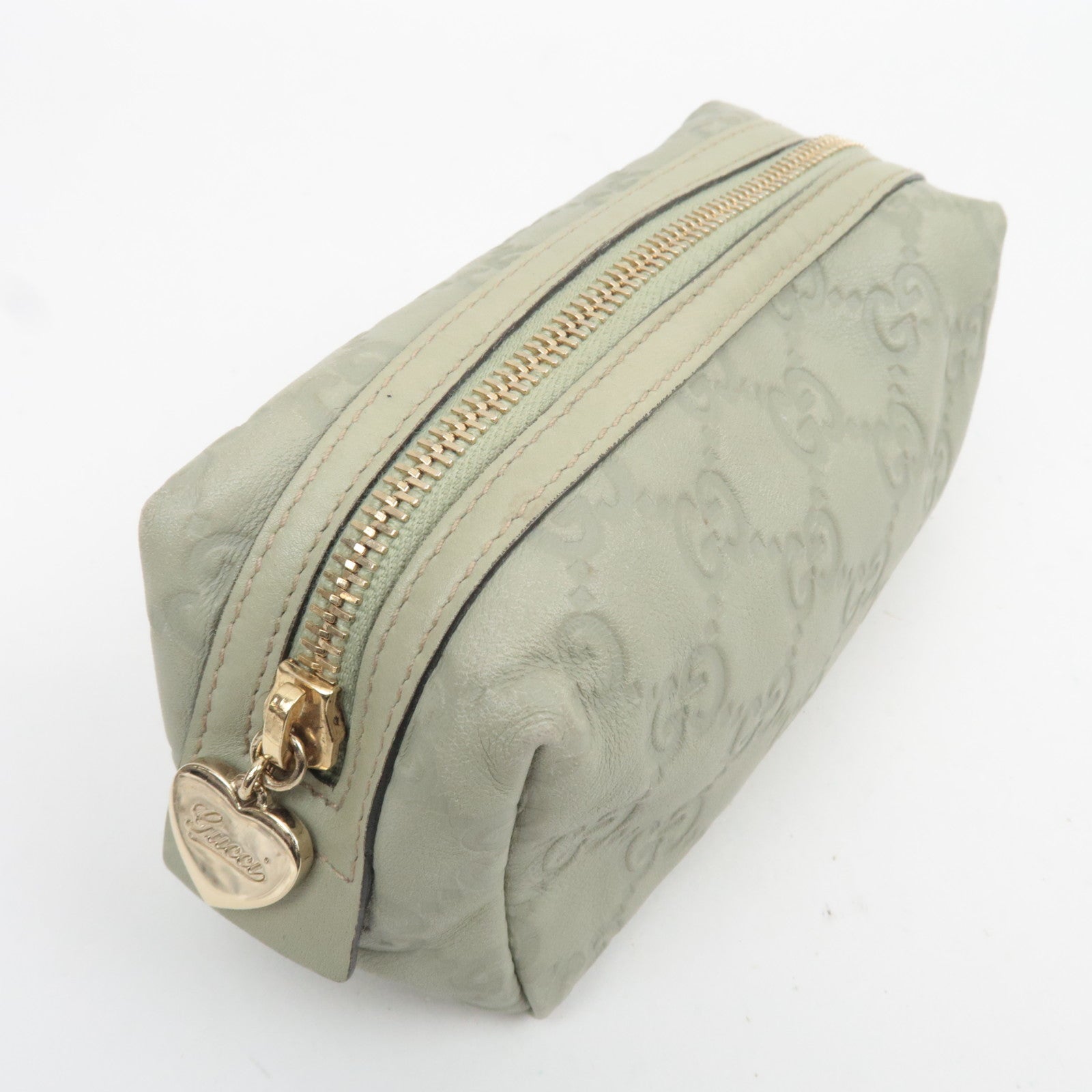 GUCCI Guccissima Leather Cosmetic Pouch Light Green 153228