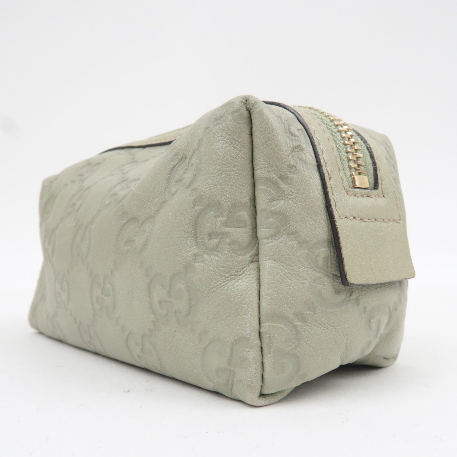 GUCCI Guccissima Leather Cosmetic Pouch Light Green 153228