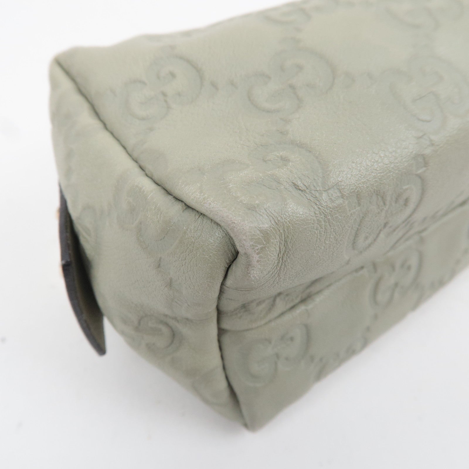 GUCCI Guccissima Leather Cosmetic Pouch Light Green 153228