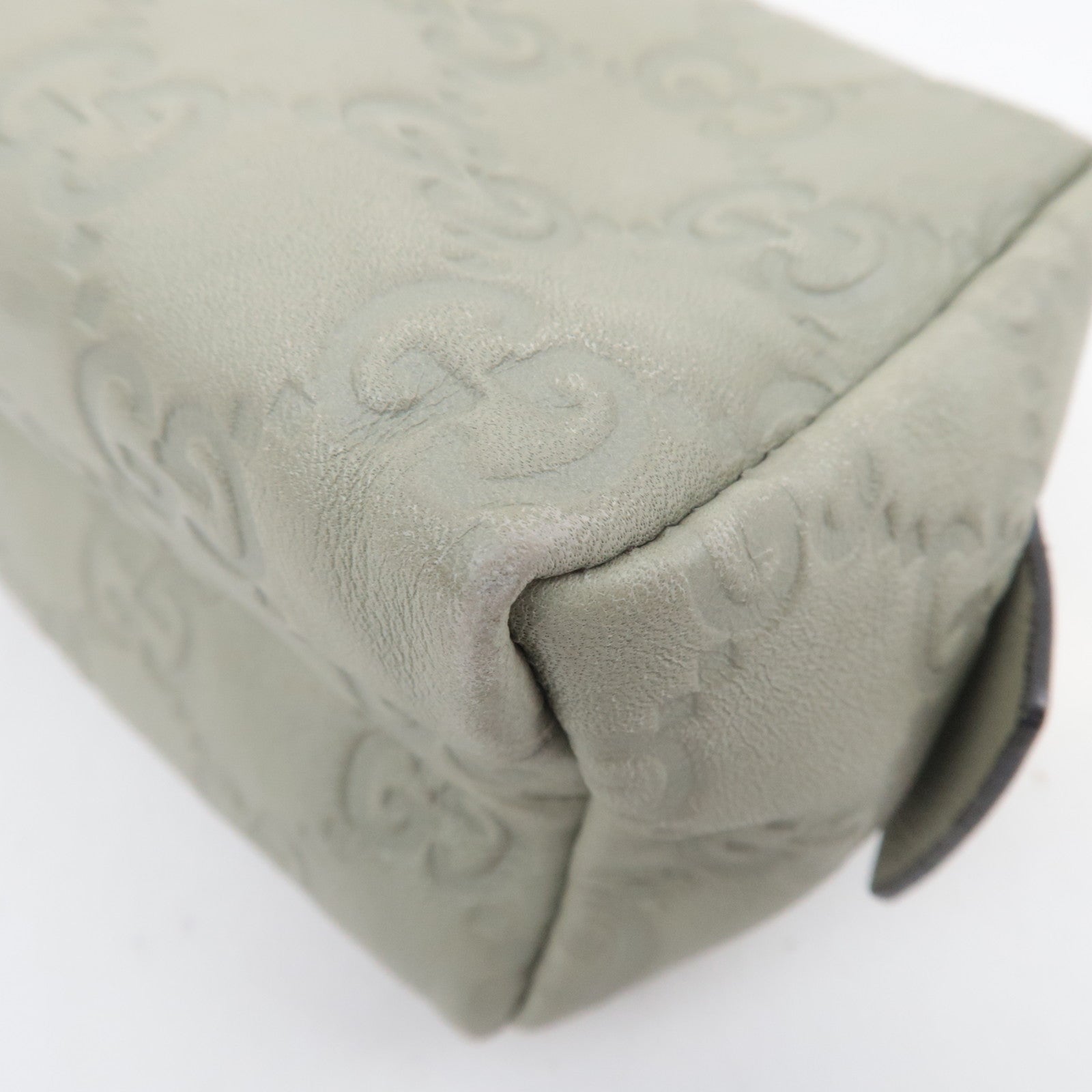 GUCCI Guccissima Leather Cosmetic Pouch Light Green 153228