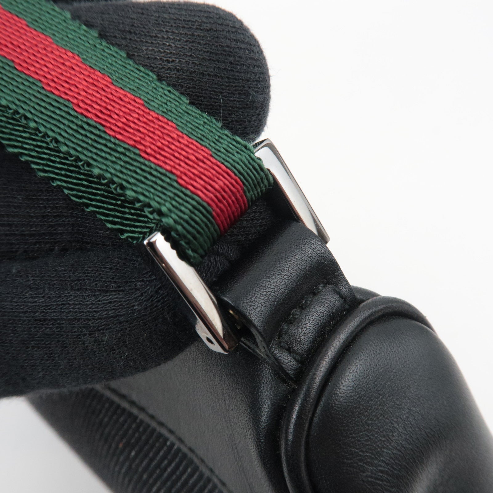 GUCCI Sherry Denim Leather Mini Handbag Black 92820