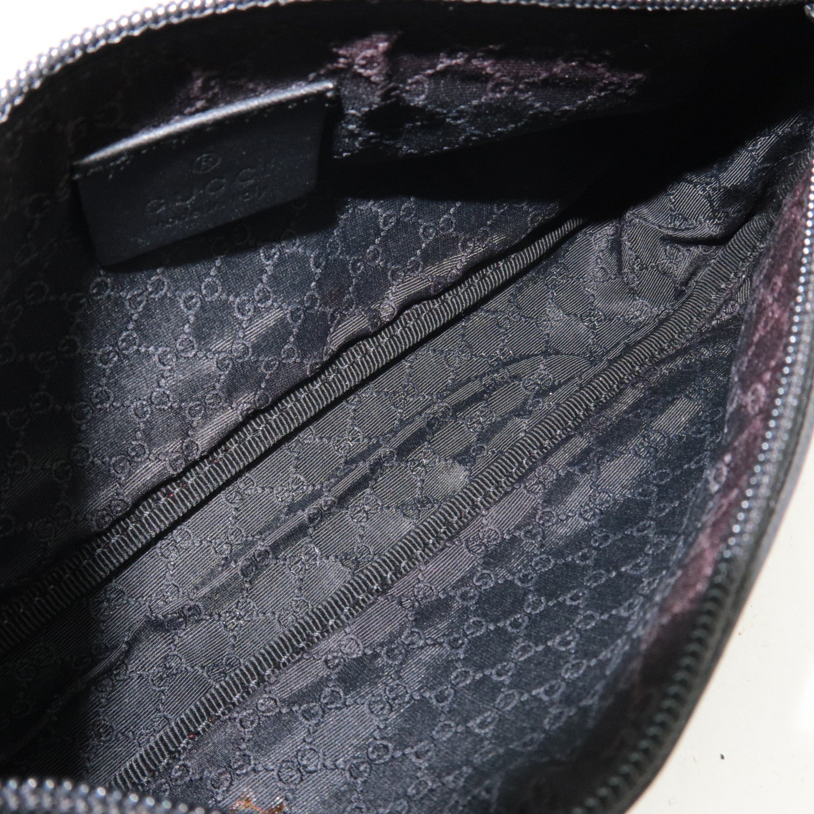 GUCCI Sherry Denim Leather Mini Handbag Black 92820