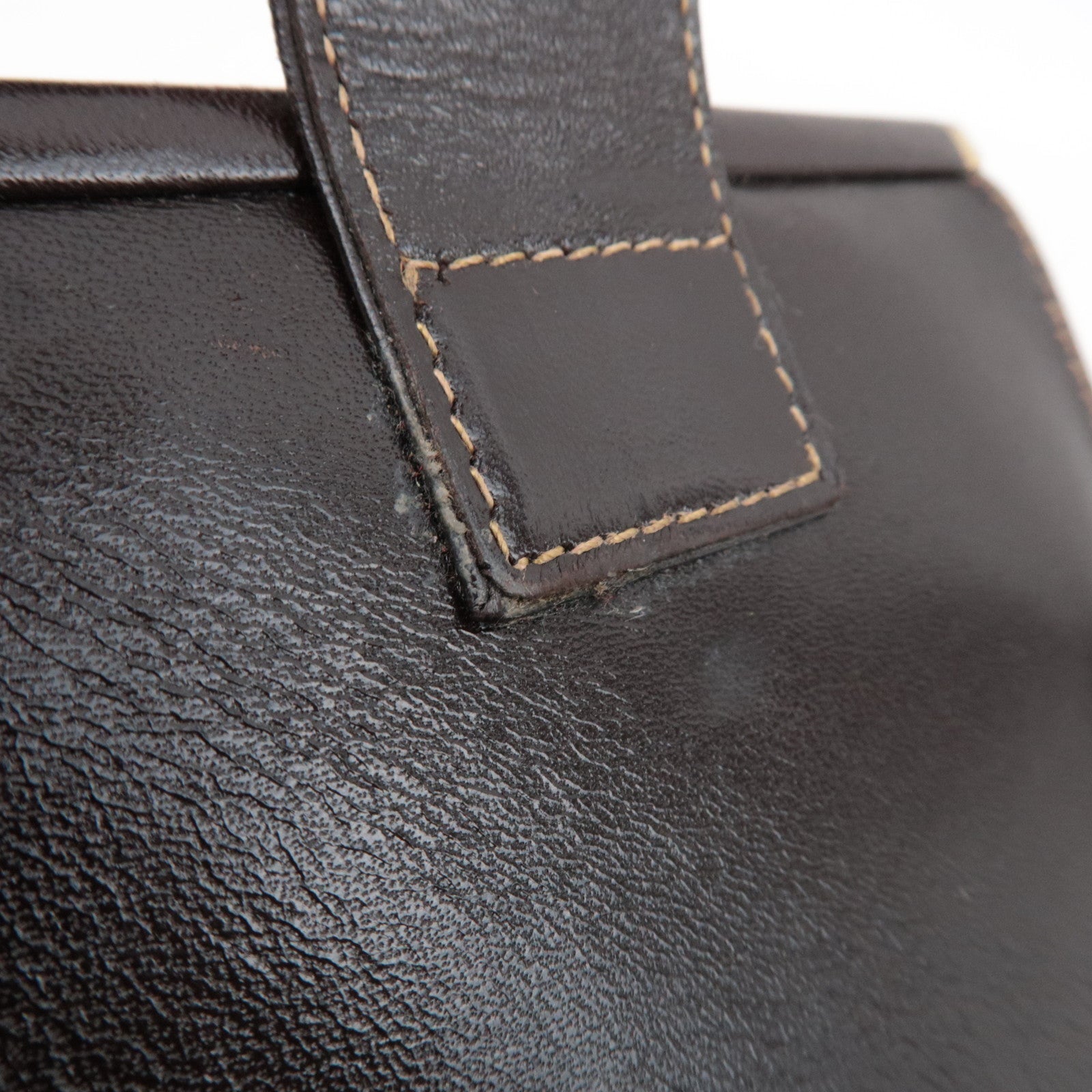 FENDI Zucca Kiss Lock Canvas Leather Bifold Wallet Brown Black 30782