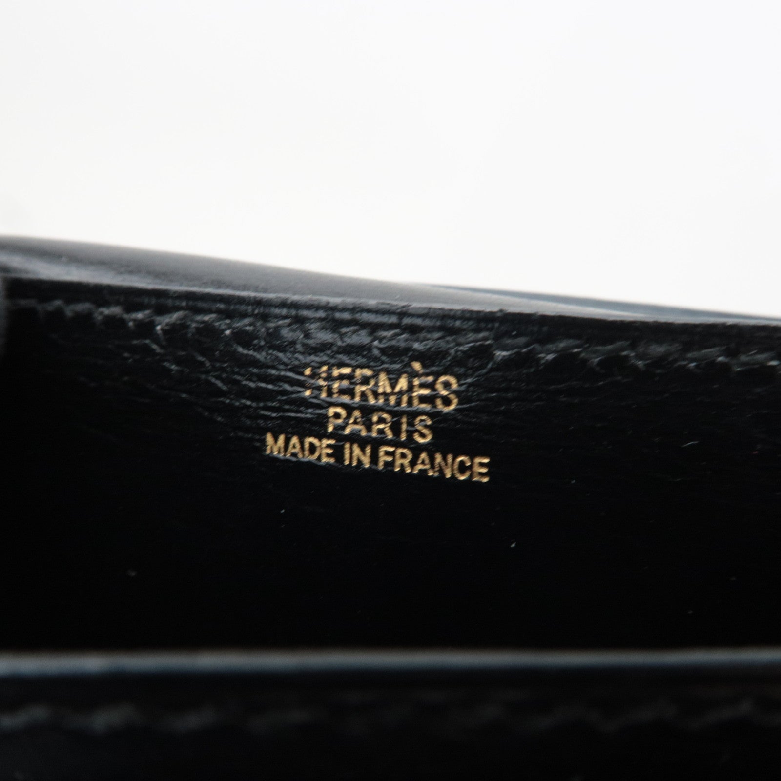 HERMES Bearn Long Wallet E Stamp (2001) Box Calf Black Gold HDW