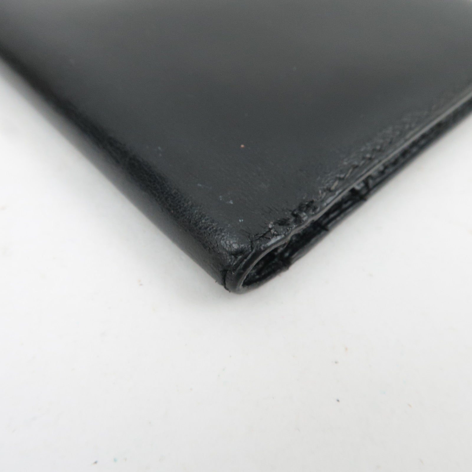 HERMES Bearn Long Wallet E Stamp (2001) Box Calf Black Gold HDW