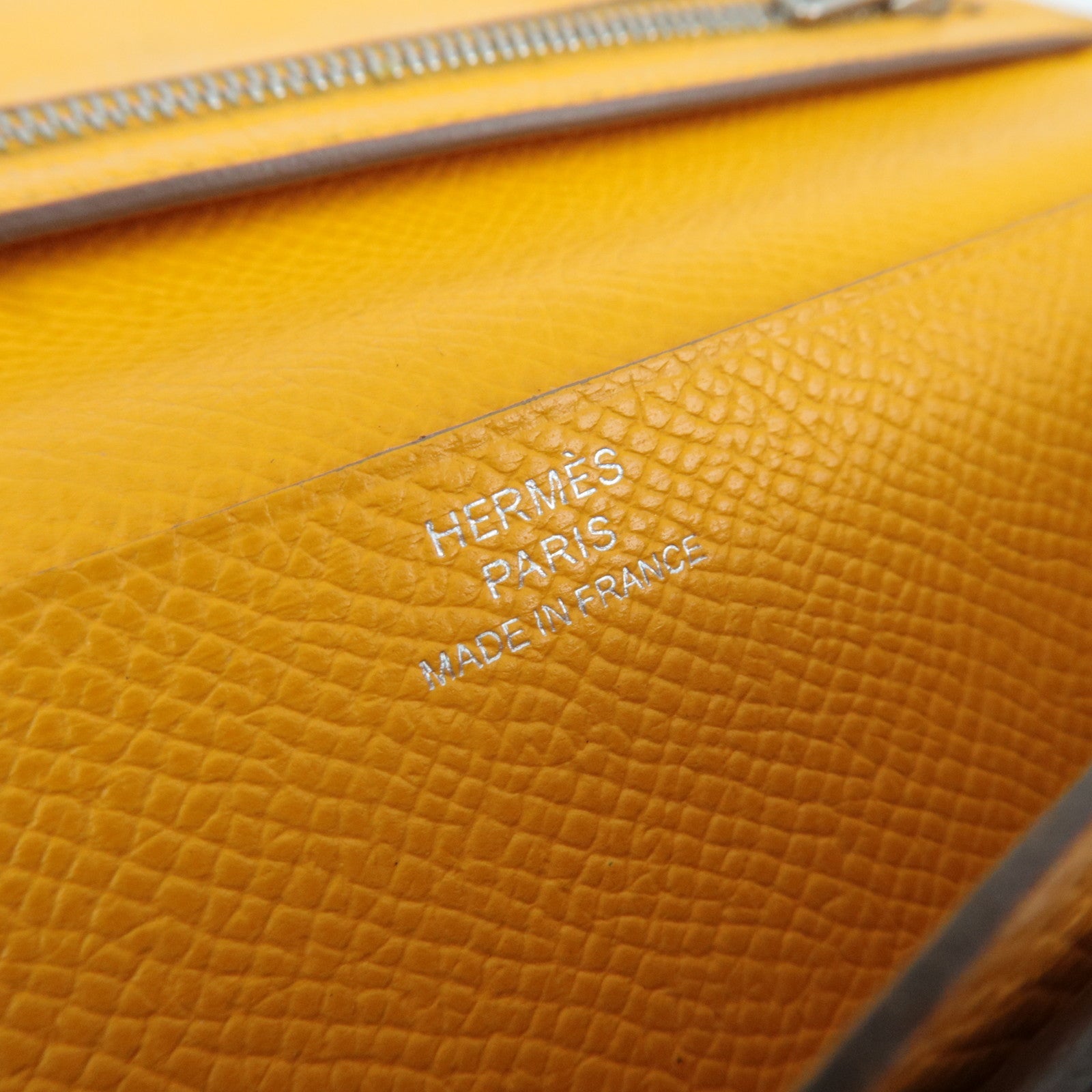 HERMES Bearn Soufflot Long Wallet □Q Stamp(2013) Veau Epsom Orange Silver HDW