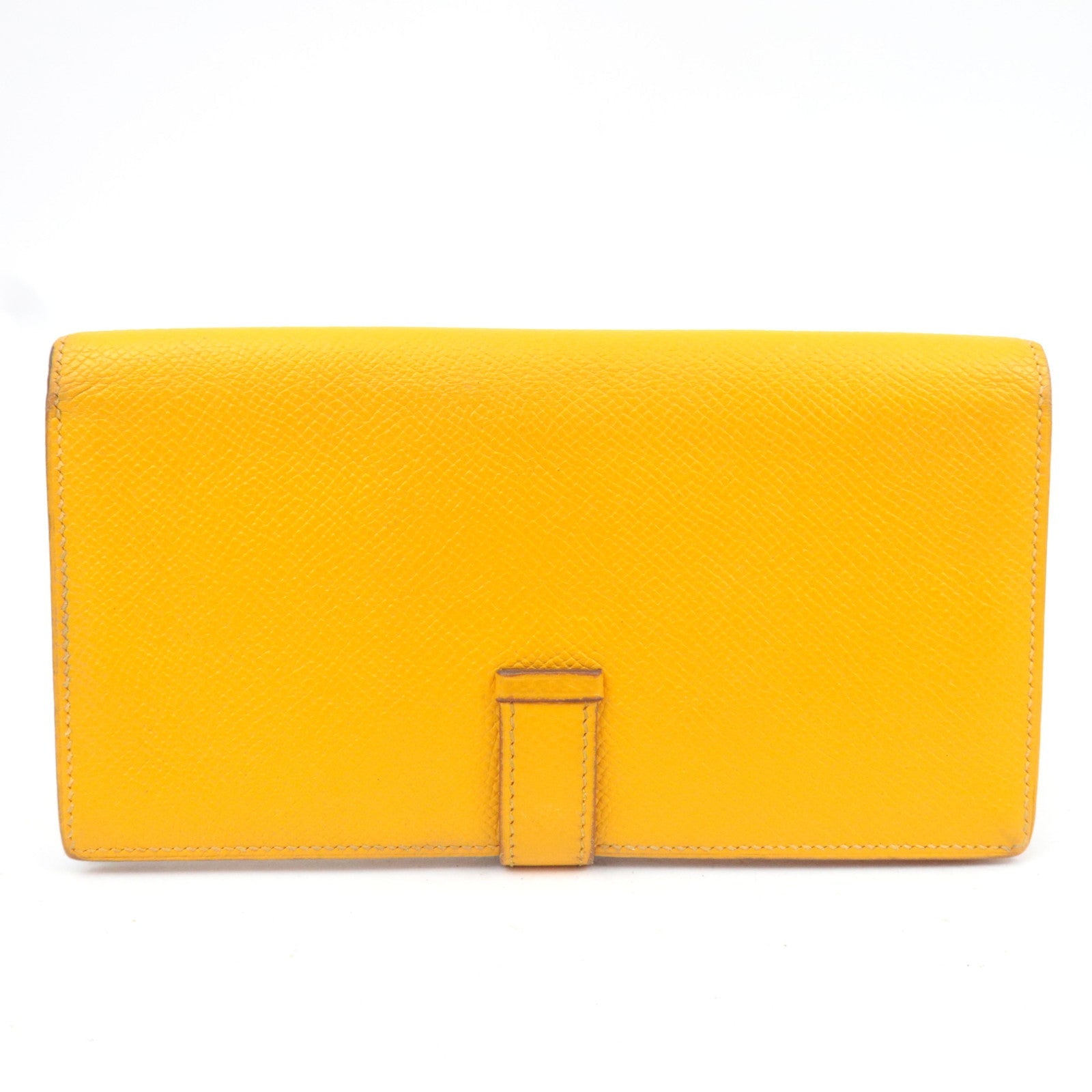 HERMES Bearn Soufflot Long Wallet □Q Stamp(2013) Veau Epsom Orange Silver HDW