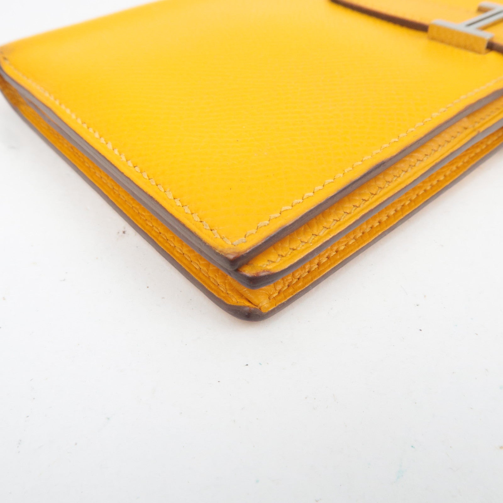 HERMES Bearn Soufflot Long Wallet □Q Stamp(2013) Veau Epsom Orange Silver HDW