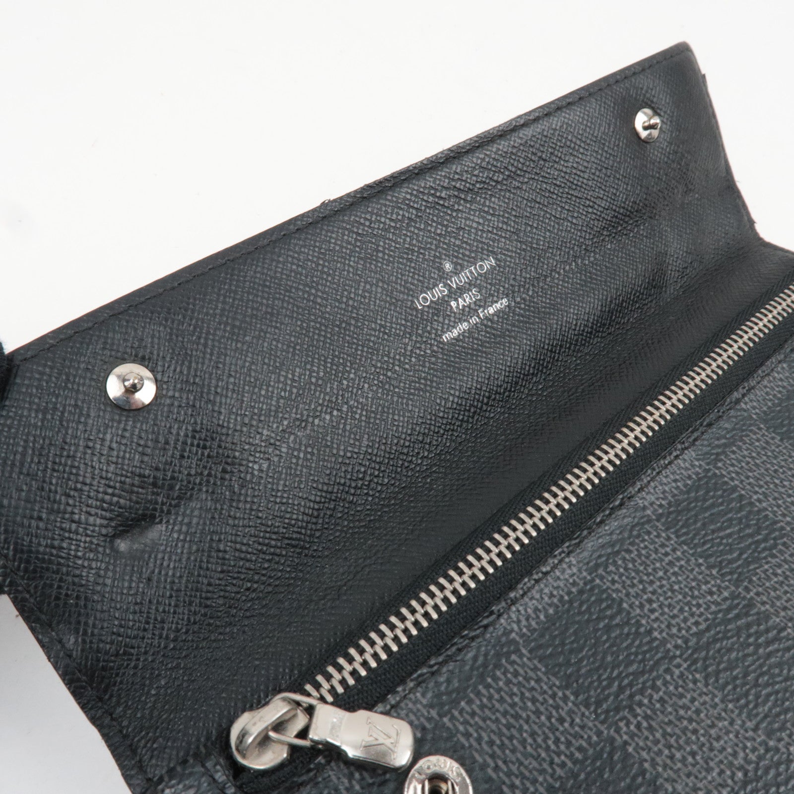 Louis Vuitton Damier Graphite Portefeuille Accordion Long Wallet N60023 TN4150 *Chain