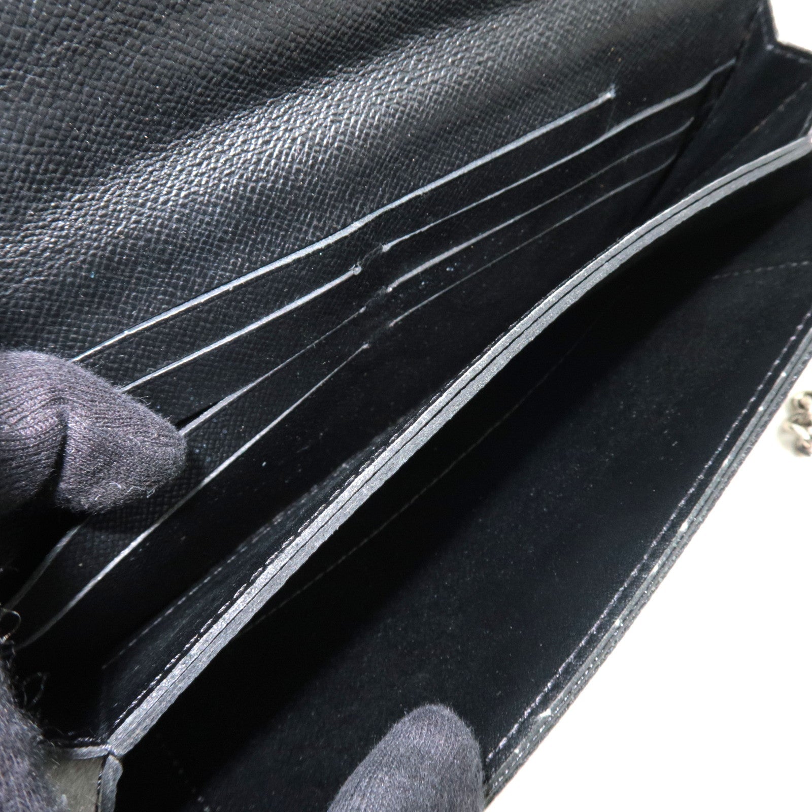 Louis Vuitton Damier Graphite Portefeuille Accordion Long Wallet N60023 TN4150 *Chain