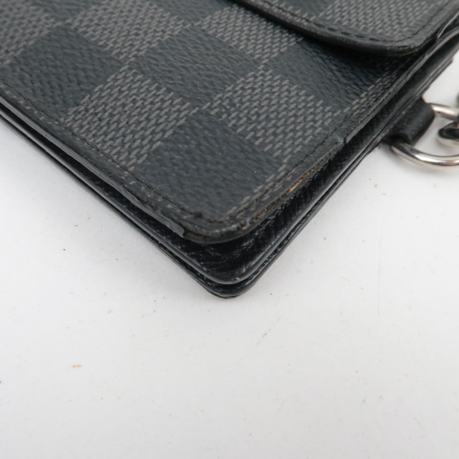 Louis Vuitton Damier Graphite Portefeuille Accordion Long Wallet N60023 TN4150 *Chain