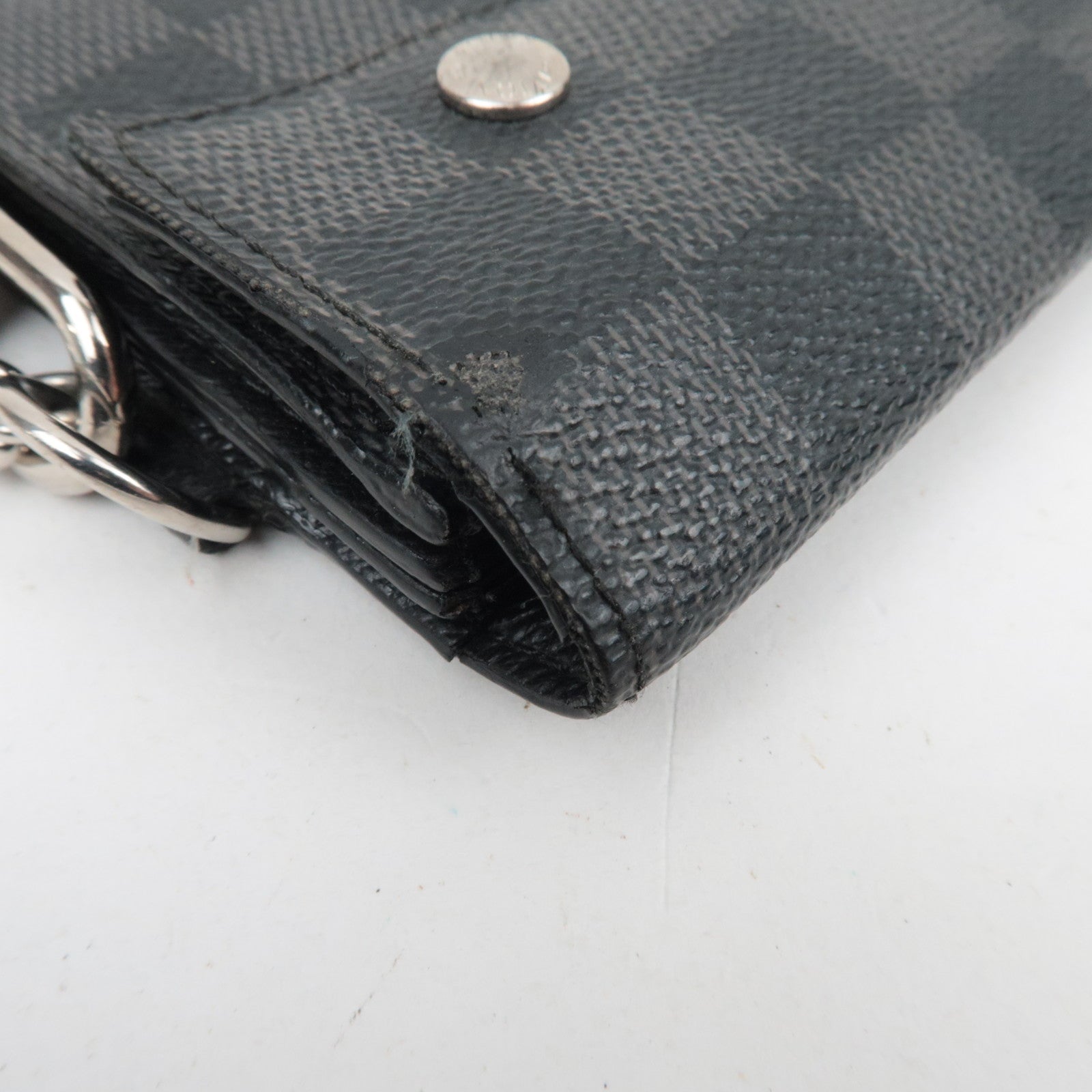 Louis Vuitton Damier Graphite Portefeuille Accordion Long Wallet N60023 TN4150 *Chain