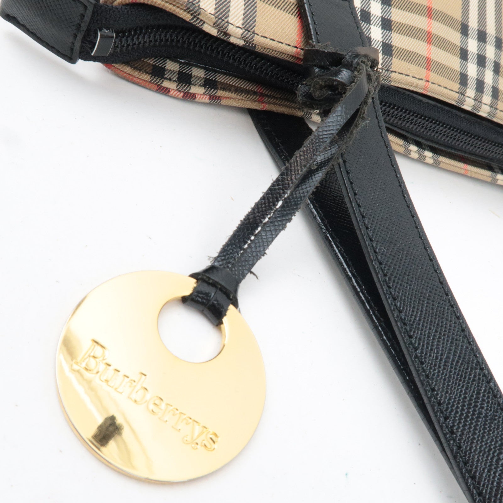 BURBERRY Burberry Nova Plaid Canvas Leather Tote Bag Beige Black