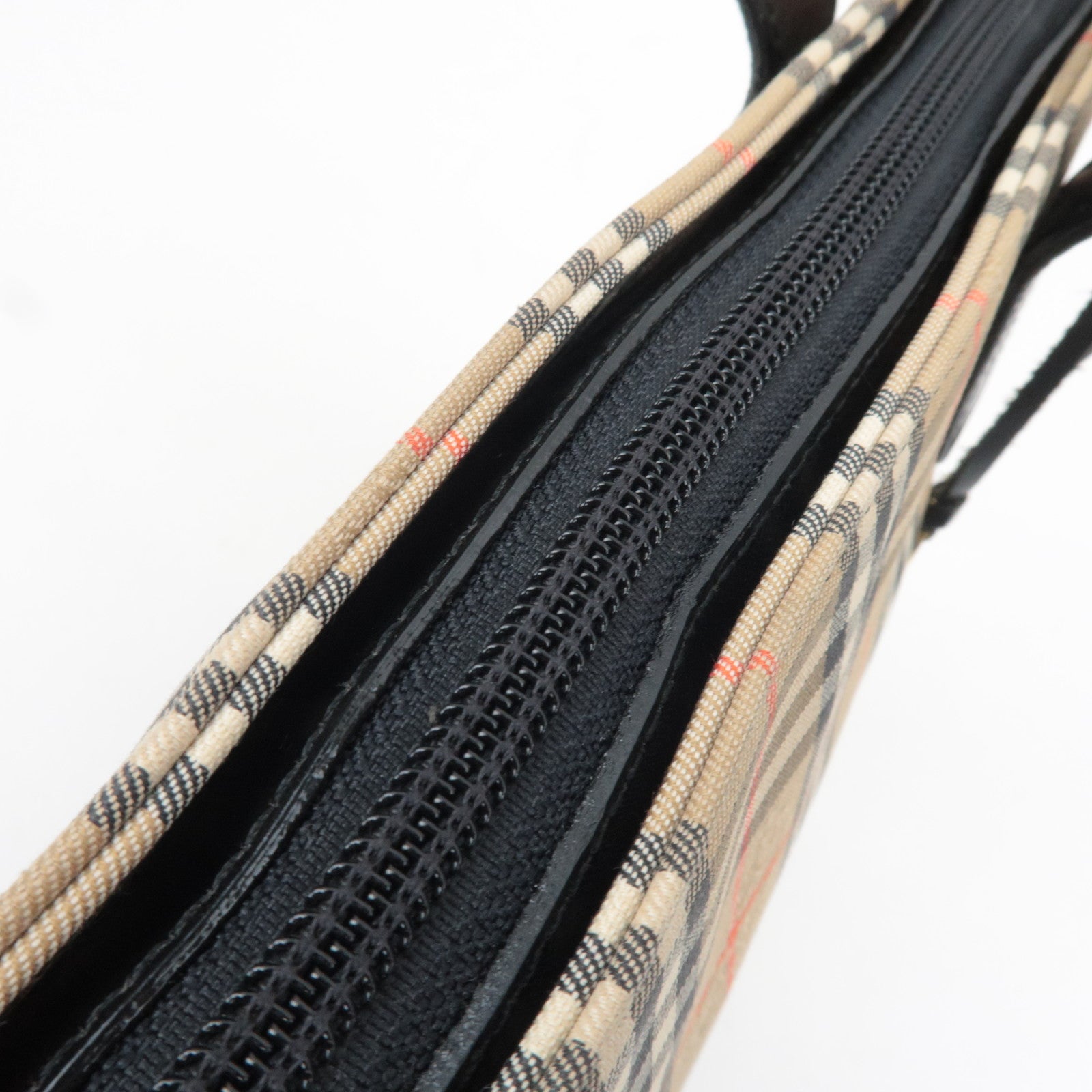 BURBERRY Burberry Nova Plaid Canvas Leather Tote Bag Beige Black