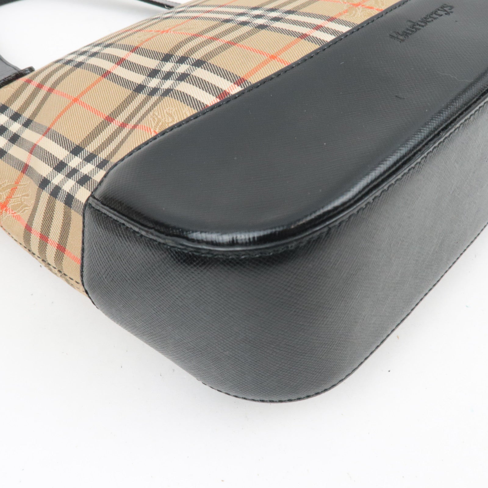 BURBERRY Burberry Nova Plaid Canvas Leather Tote Bag Beige Black