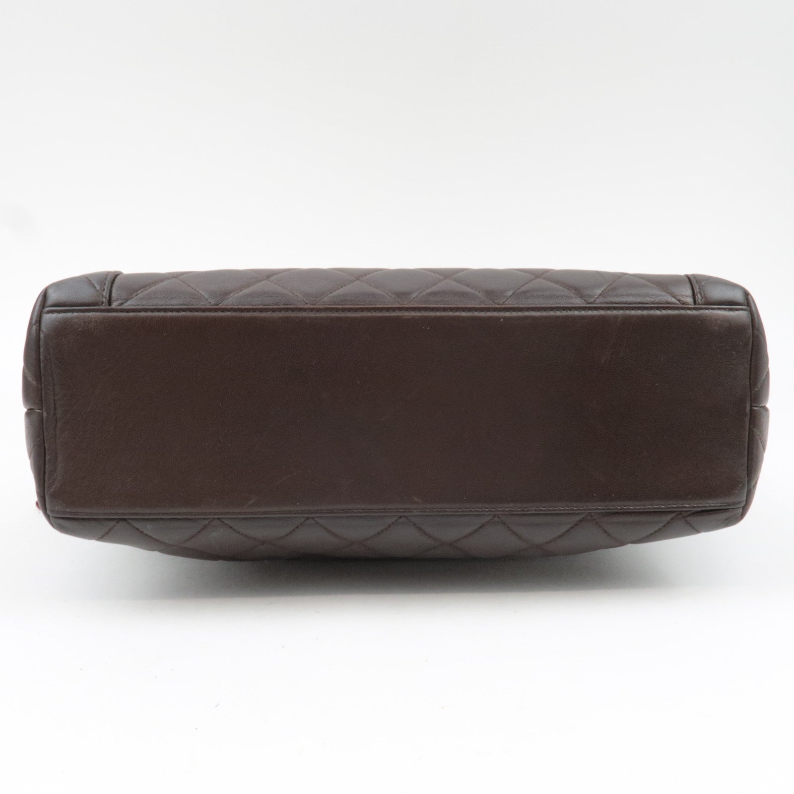 CHANEL Matelasse Tortoiseshell Plastic Chain Lambskin Tote Bag Brown 5056226