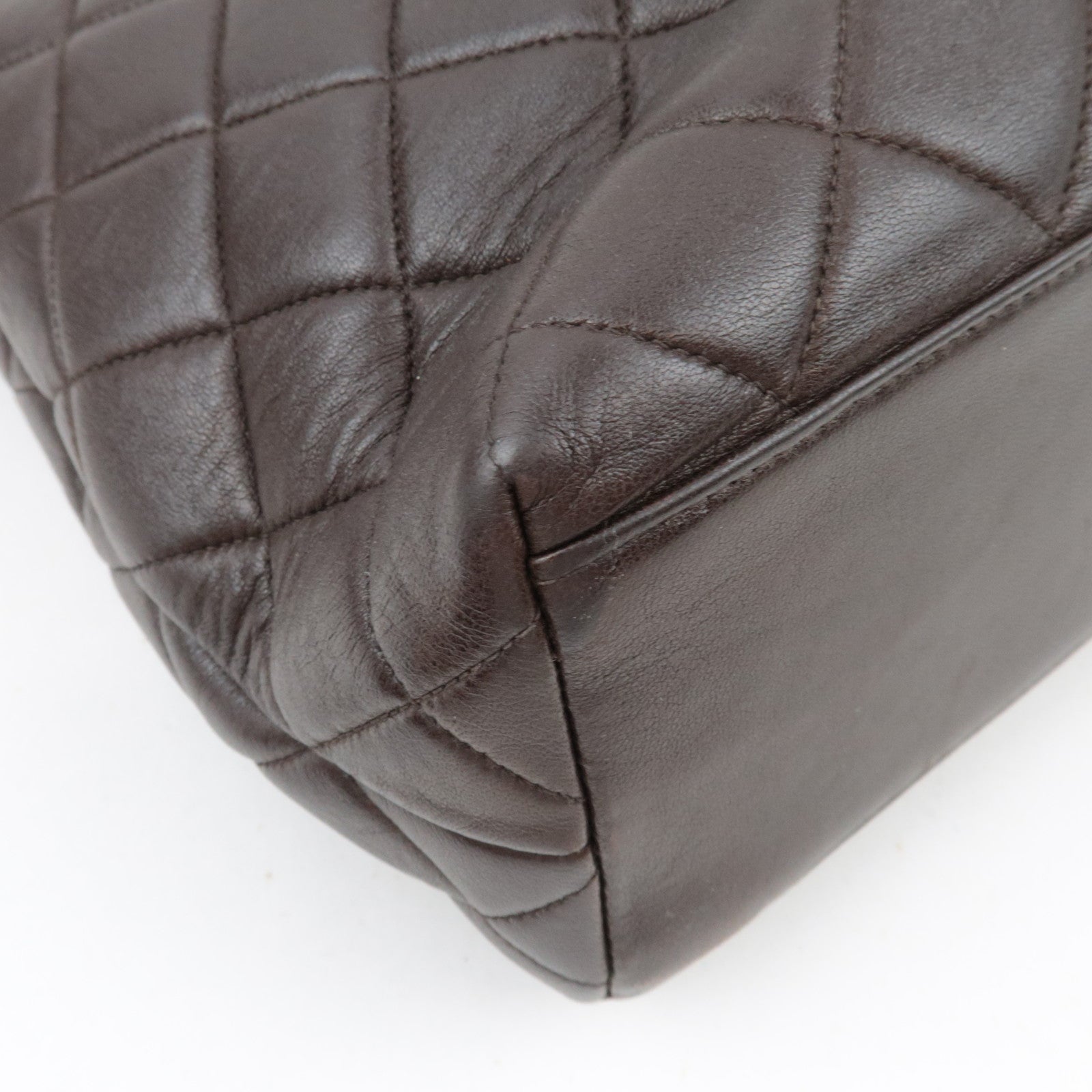 CHANEL Matelasse Tortoiseshell Plastic Chain Lambskin Tote Bag Brown 5056226