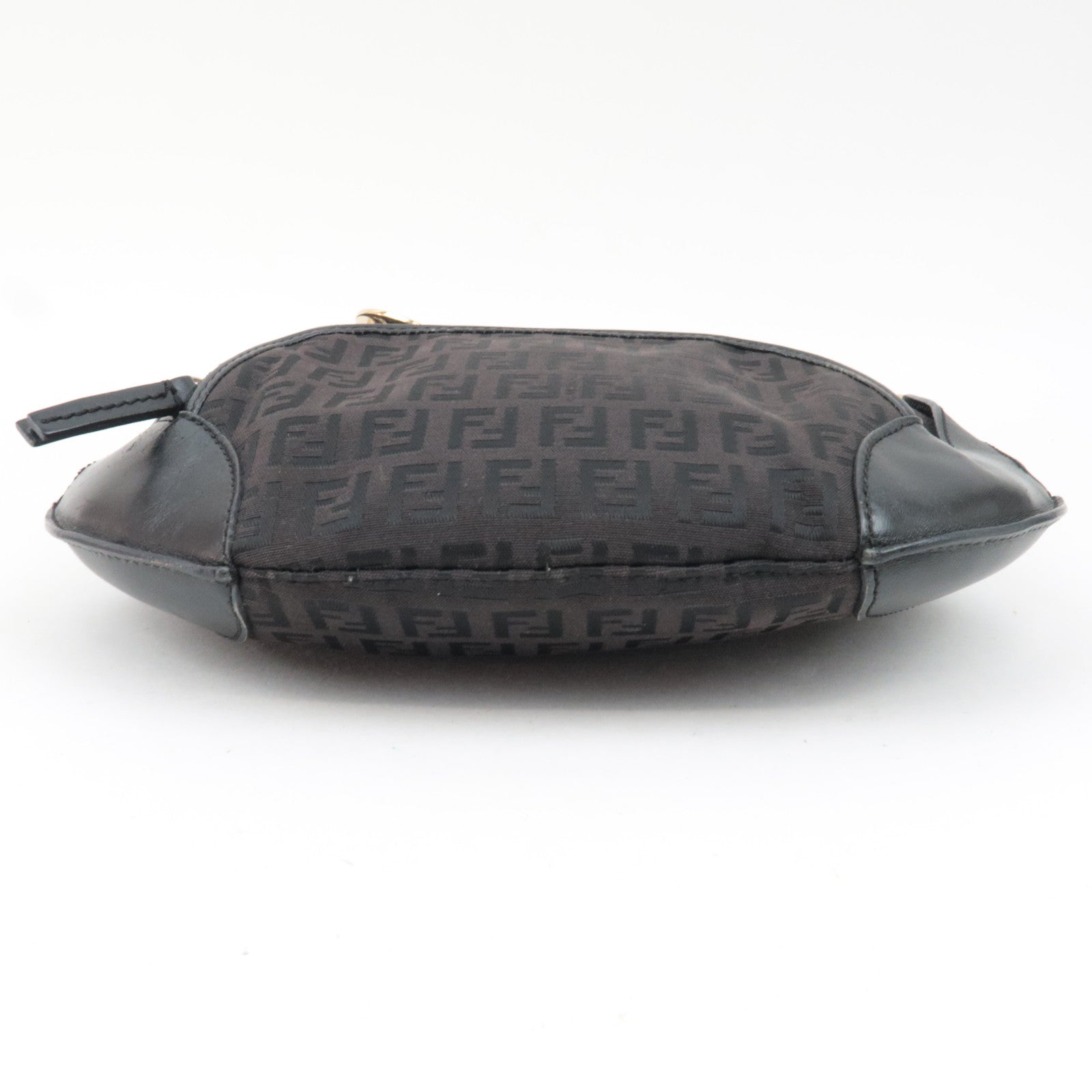 FENDI Zucchino Canvas Leather Shoulder Bag Black 8BR466 *Dust bag