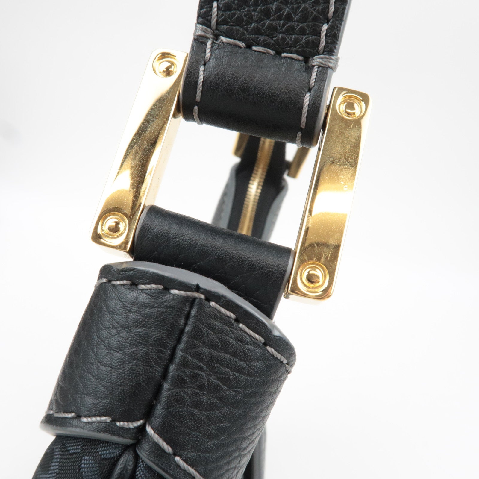 LOEWE New Road Line Canvas Leather Shoulder Bag Black *Dust bag