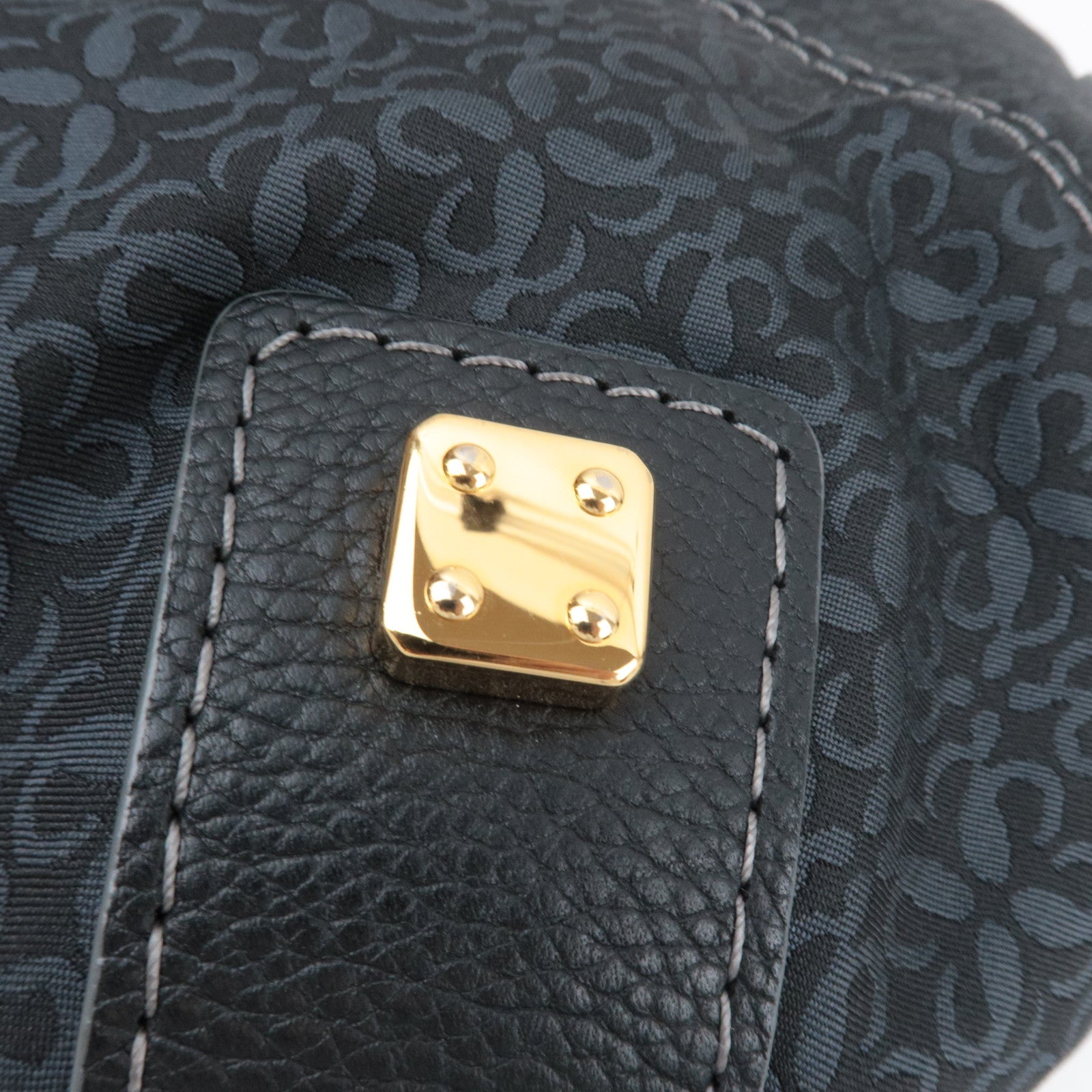 LOEWE New Road Line Canvas Leather Shoulder Bag Black *Dust bag