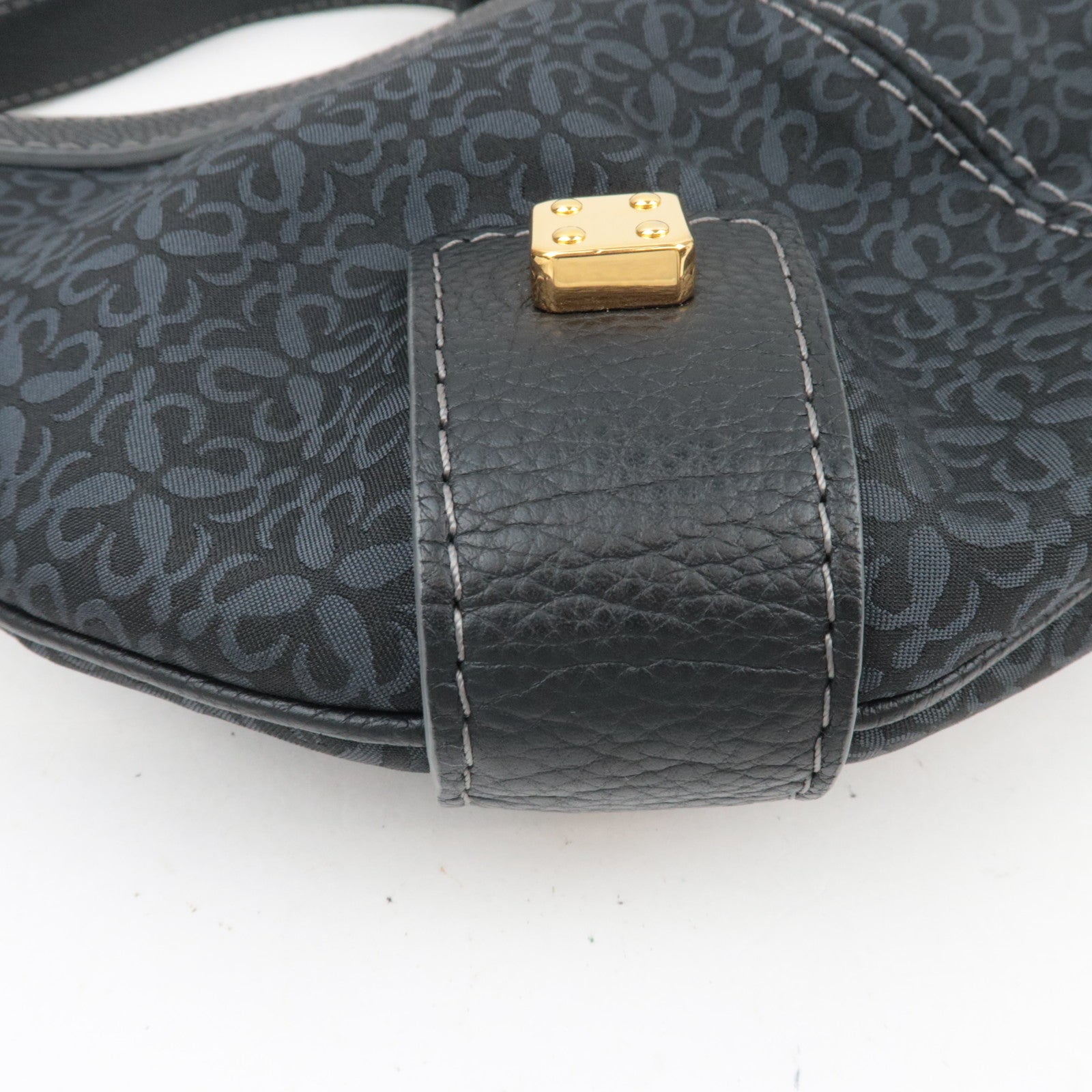 LOEWE New Road Line Canvas Leather Shoulder Bag Black *Dust bag