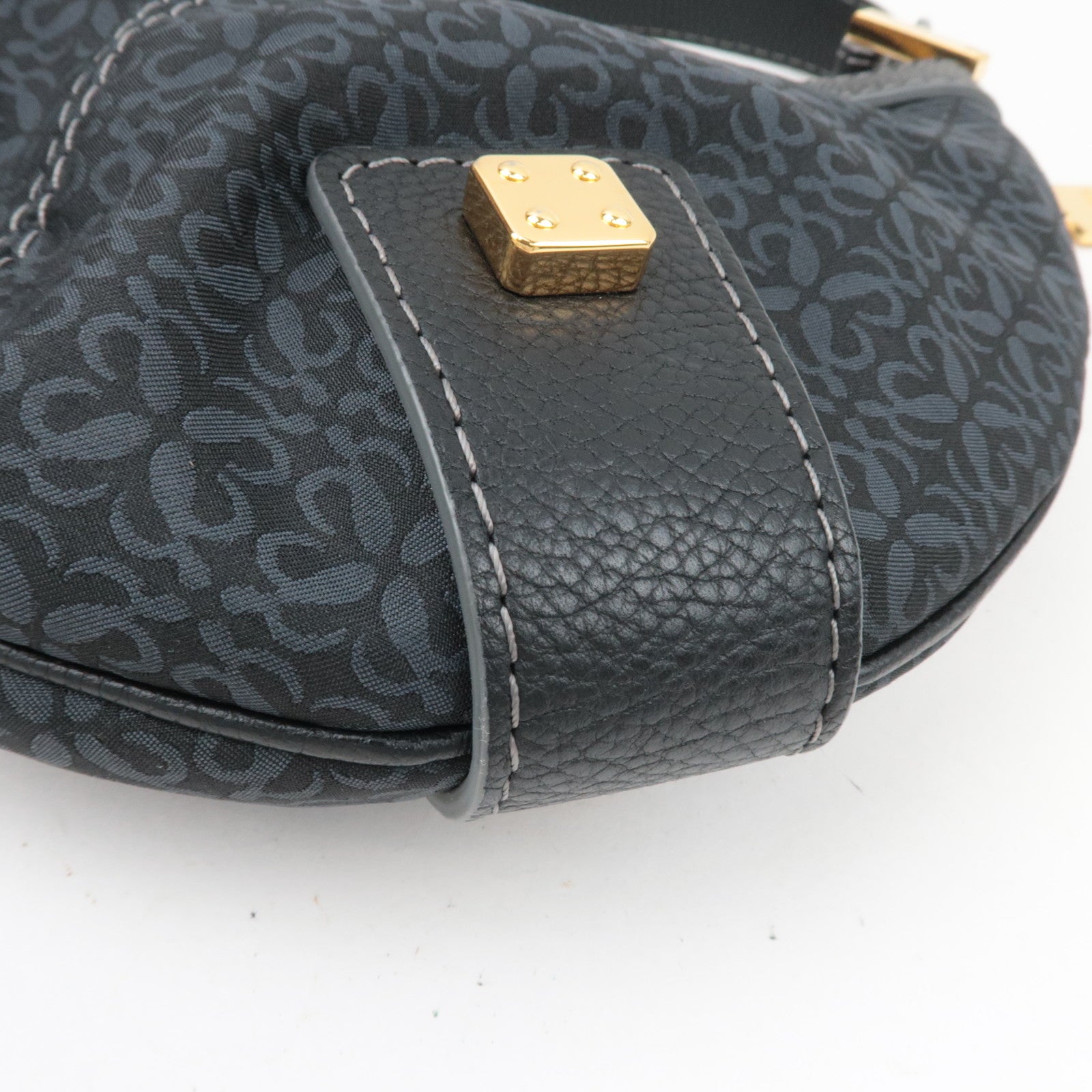 LOEWE New Road Line Canvas Leather Shoulder Bag Black *Dust bag