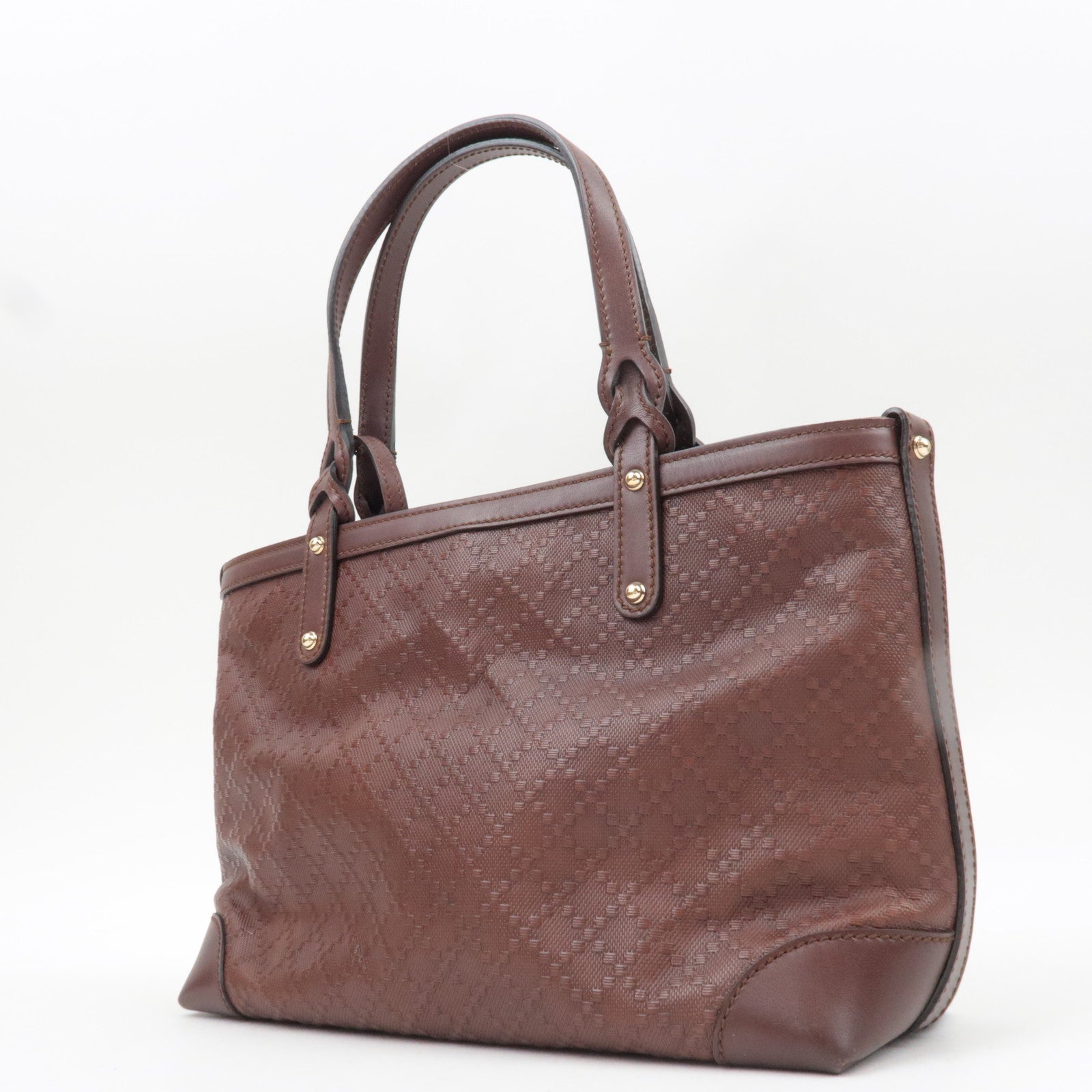 GUCCI Diamante Tote Bag Leather Brown 269878 *Pouch