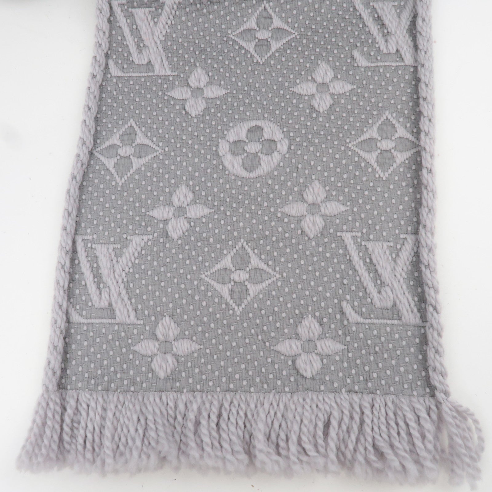 Louis Vuitton Monogram Echarpe Logomania Scarf 94% Wool 6% Silk Gray M74742 GM1221