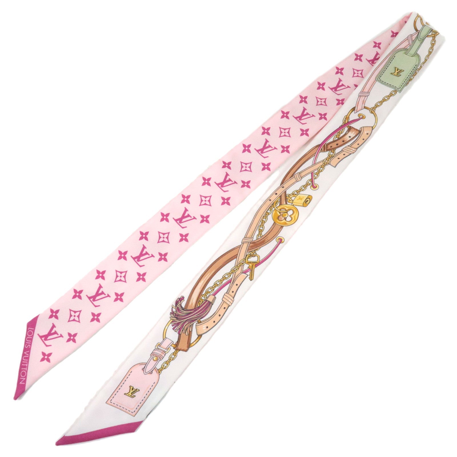 Louis Vuitton Bandeau BB Flower and Straps Scarf 100% Silk Rose Fuchsia M94975 GM5204 *Box84482