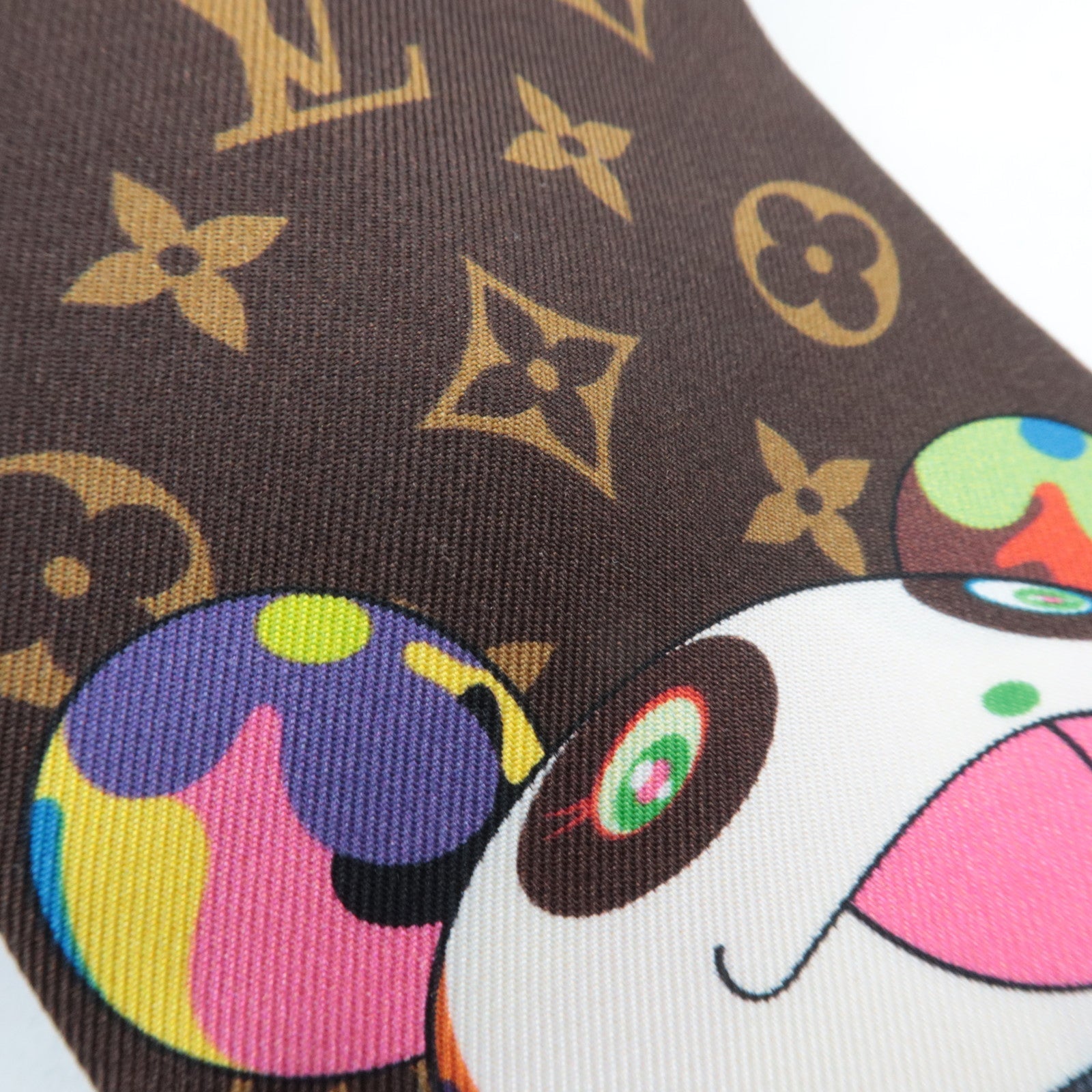 Louis Vuitton LV×TM Bandeau Superflat Scarf Monogram Panda 100% Silk Brown M96083 IS4264 *Box