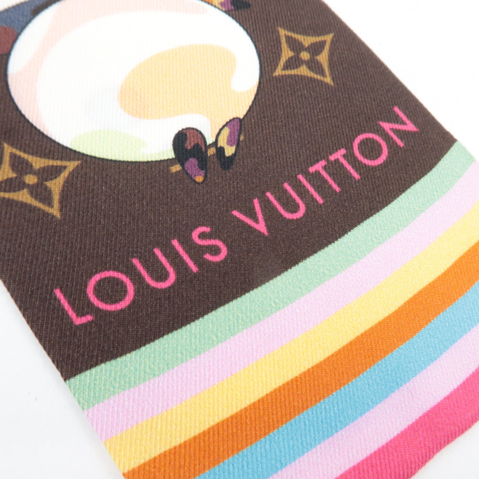 Louis Vuitton LV×TM Bandeau Superflat Scarf Monogram Panda 100% Silk Brown M96083 IS4264 *Box