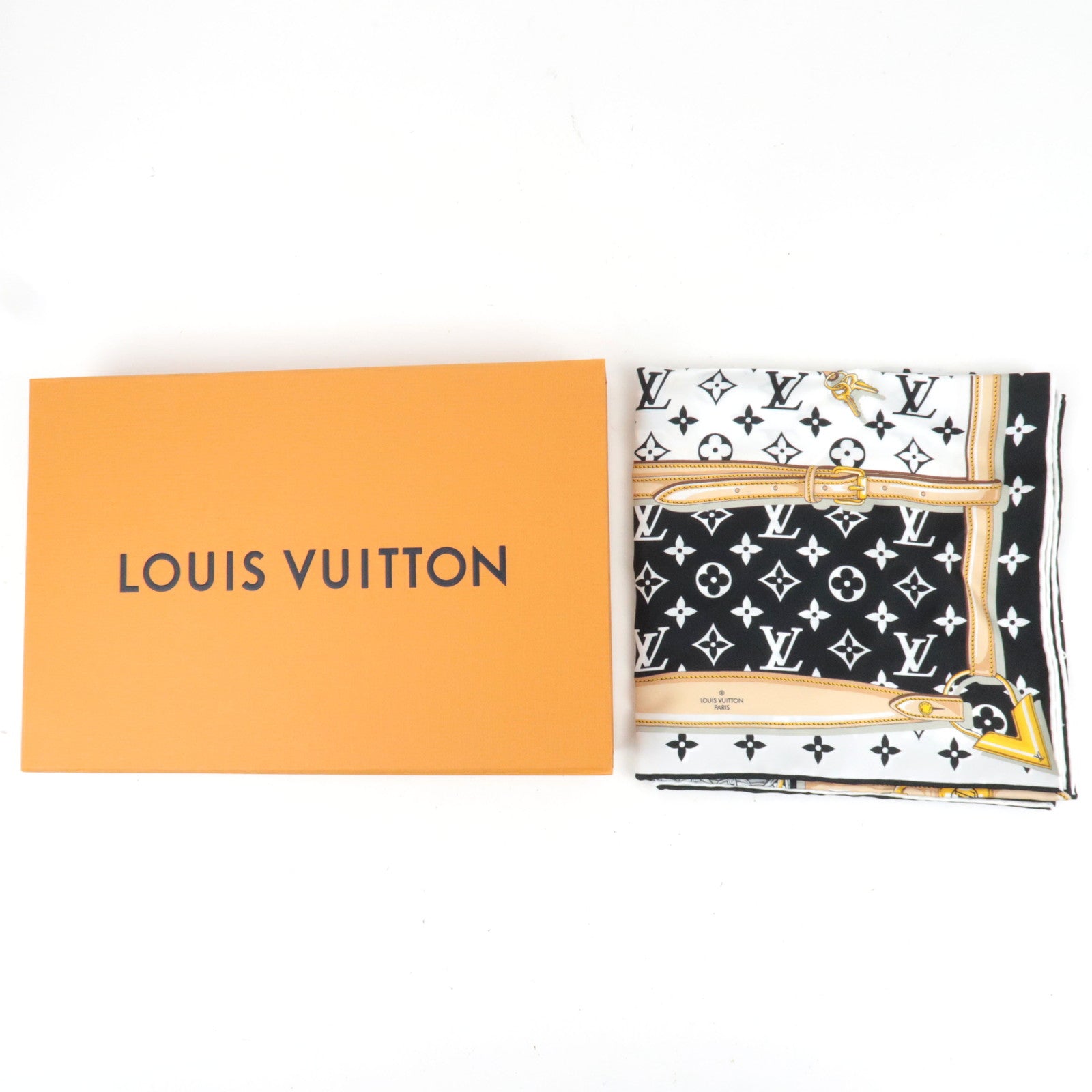 Louis Vuitton Carre Monogram Confidential 100% Silk Scarf Noir M78667 IS1215 *Box