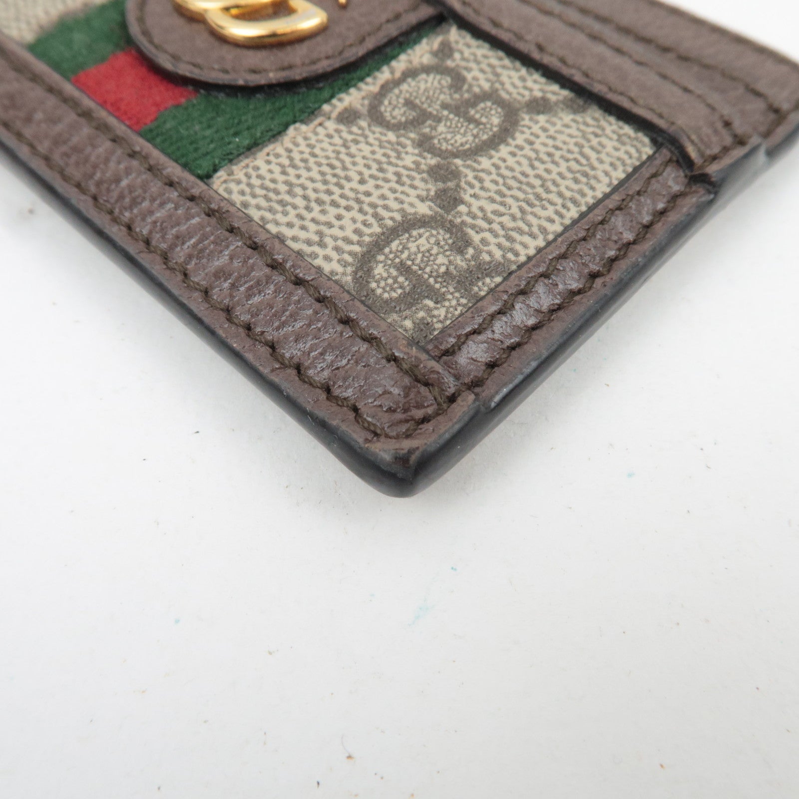 GUCCI Ophidia GG Supreme Leather Card Case Beige 523159 *Box
