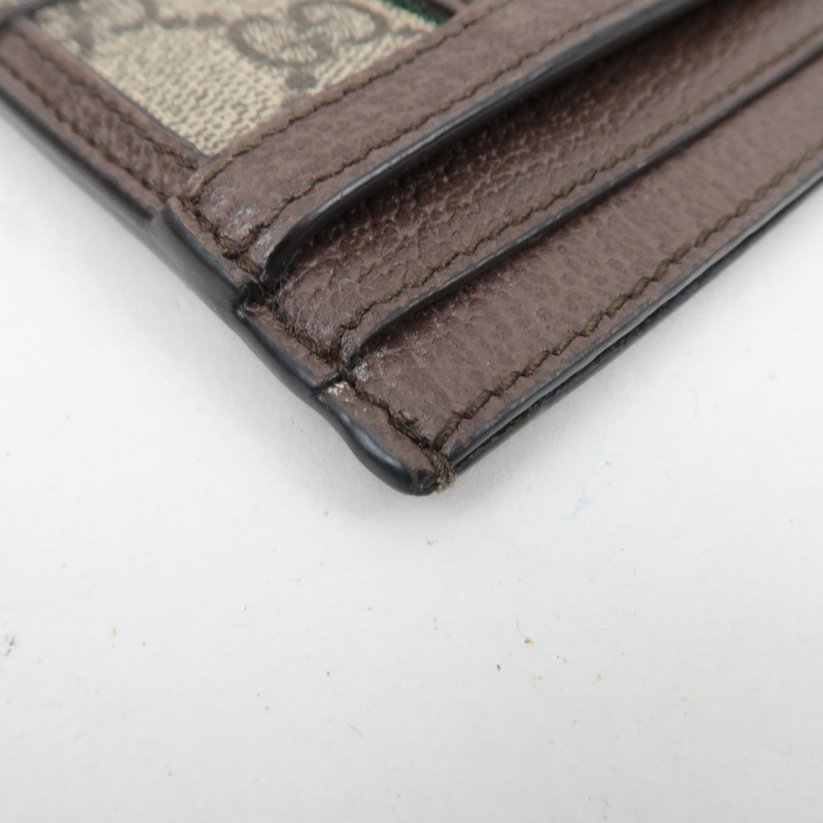 GUCCI Ophidia GG Supreme Leather Card Case Beige 523159 *Box