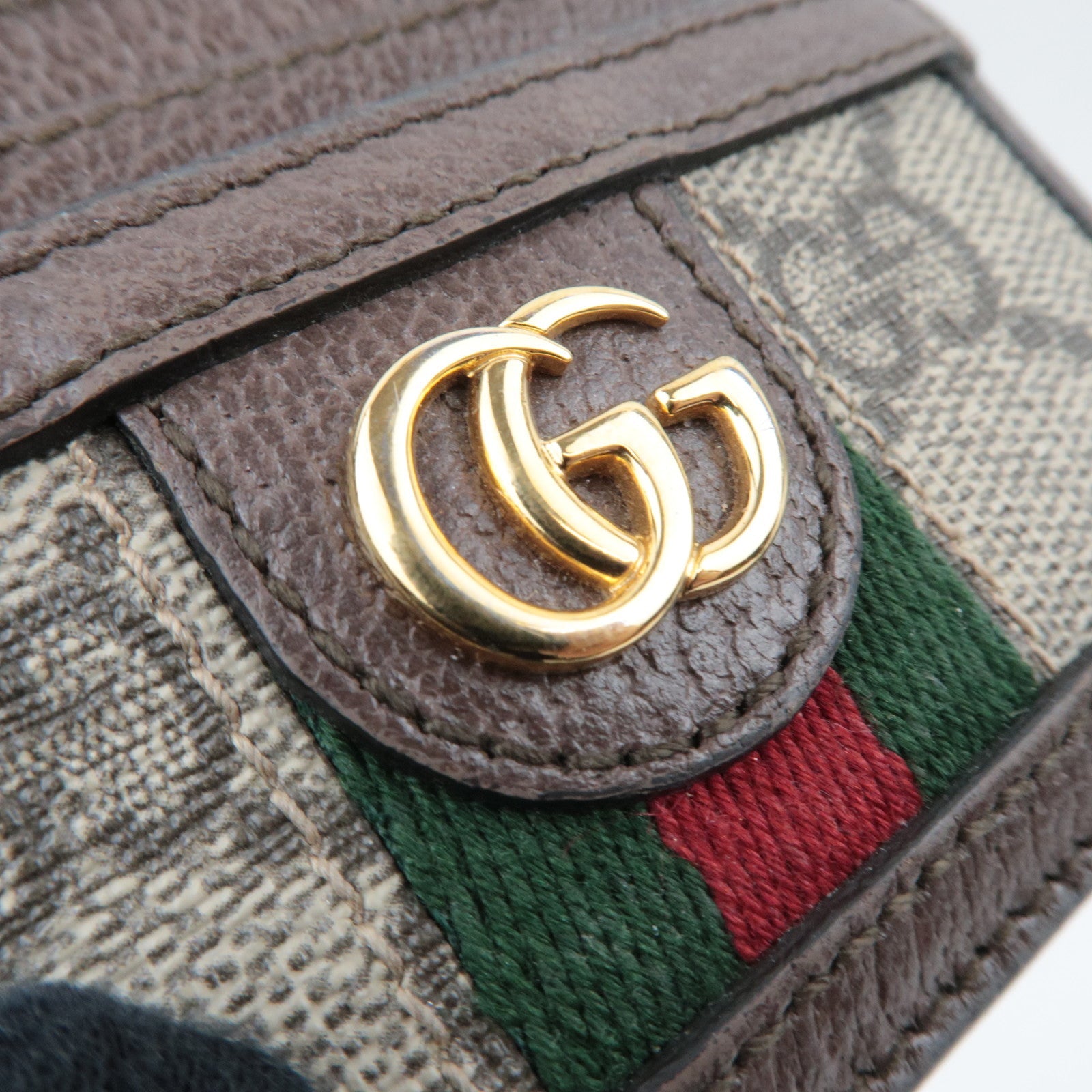 GUCCI Ophidia GG Supreme Leather Card Case Beige 523159 *Box