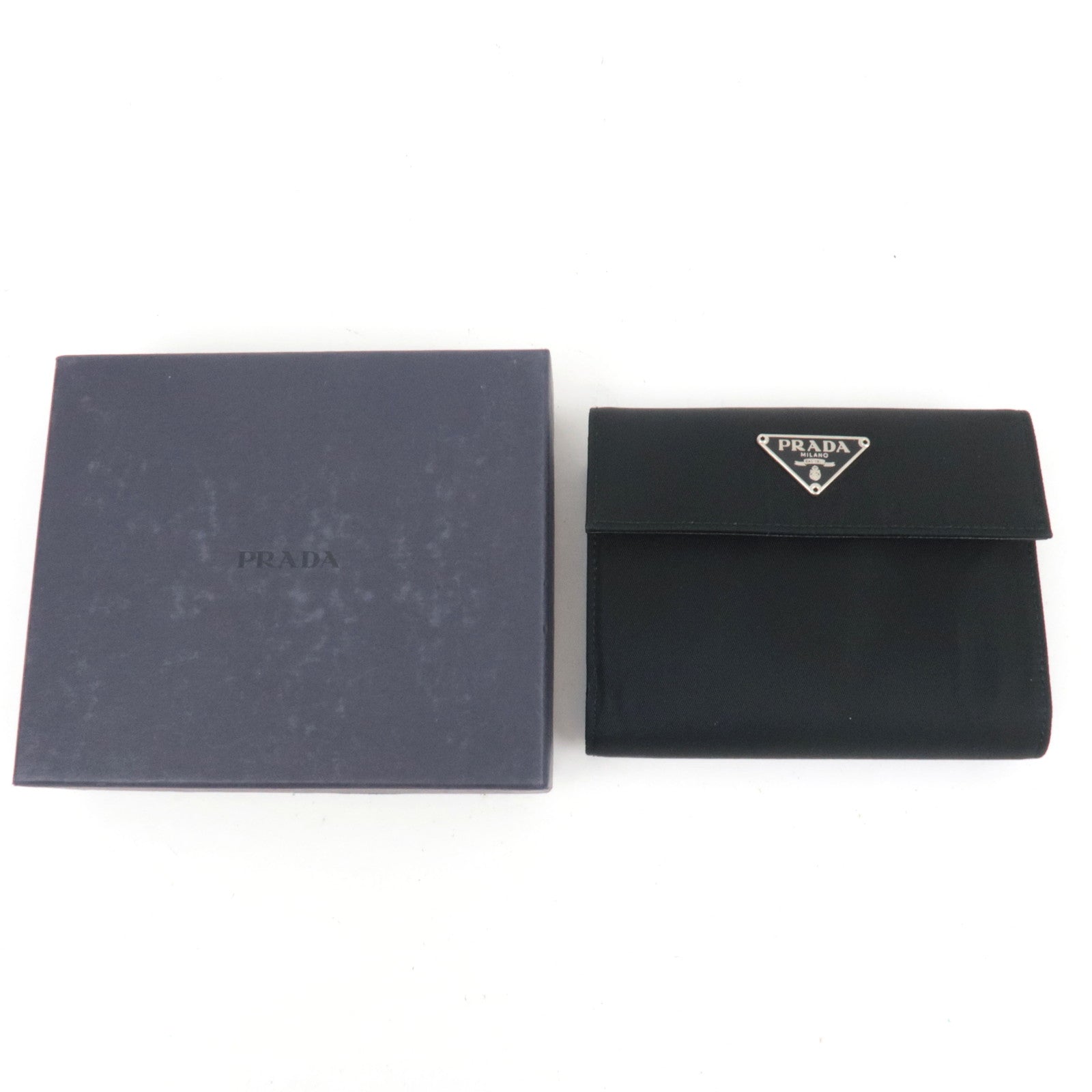 PRADA Nylon Leather Double-Hook Wallet Black *Box