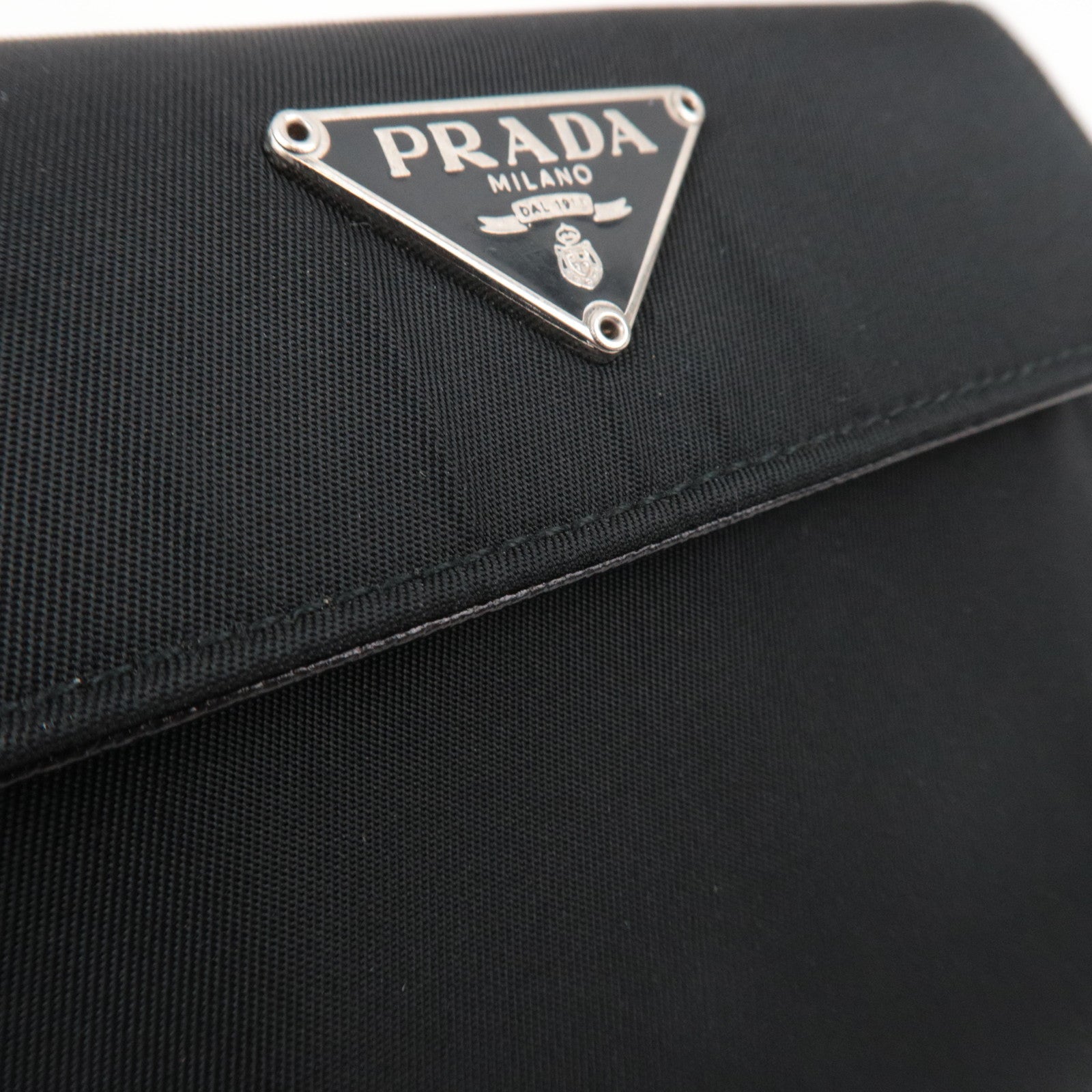 PRADA Nylon Leather Double-Hook Wallet Black *Box