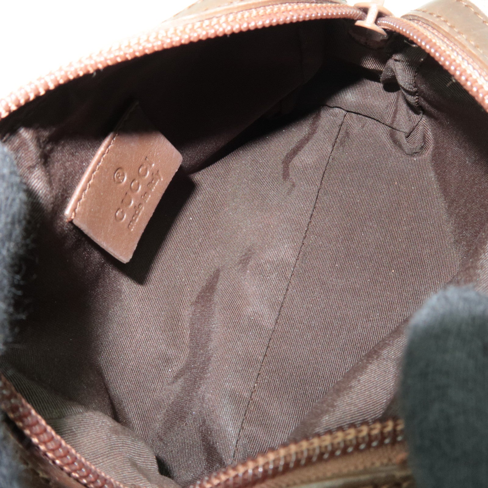 GUCCI GG Canvas Leather Cosmetic Pouch Pink Beige Brown 039.1118 *Box