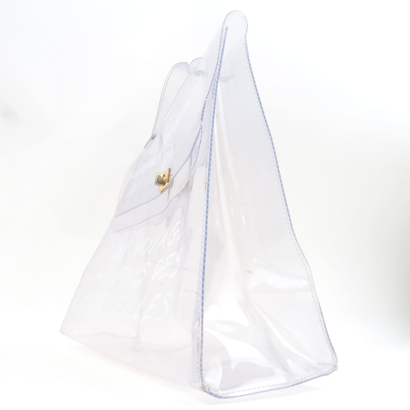 HERMES Vinyl Kelly Handbag Clear