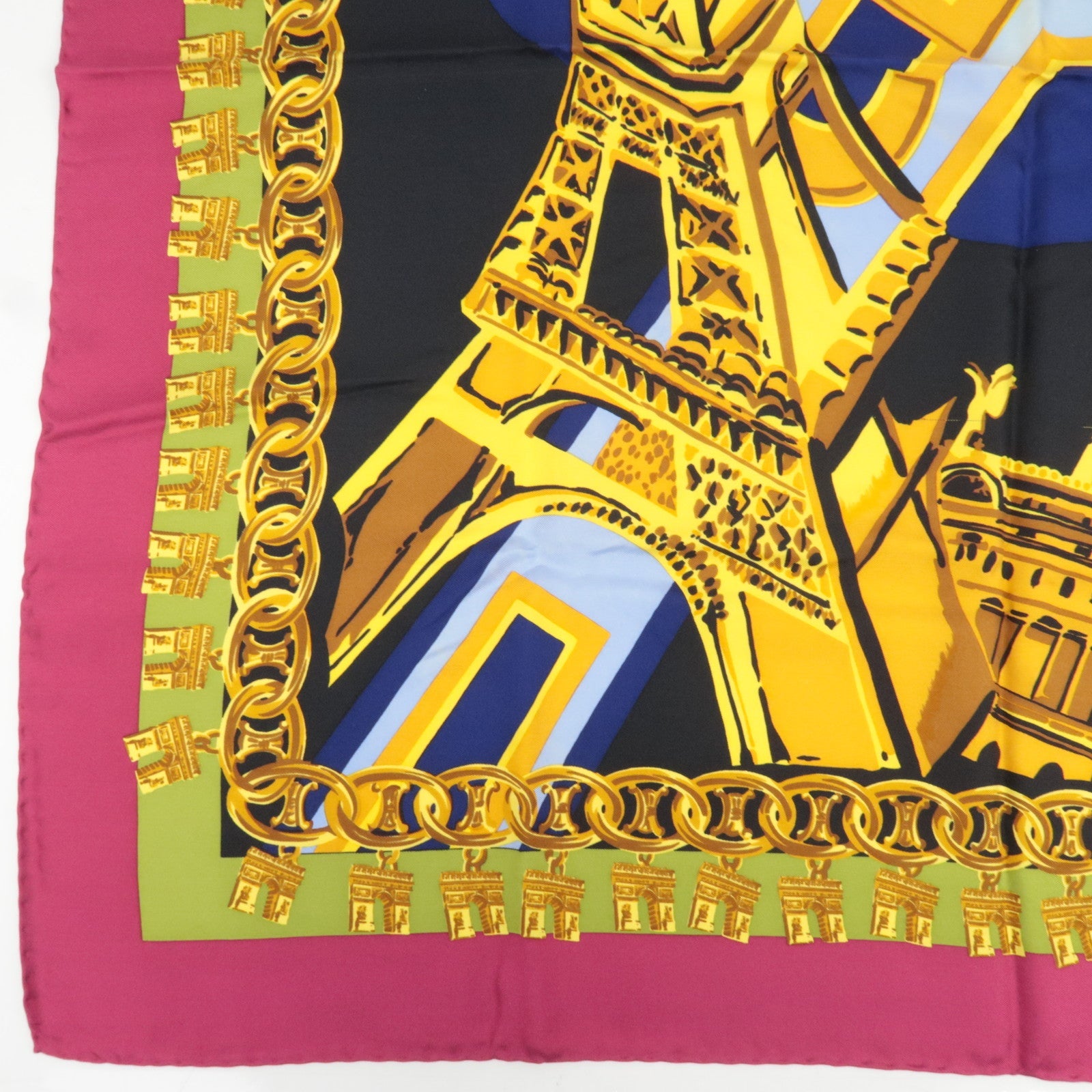 CELINE Large Scarf Eiffel Tower 100% Silk Multicolor *Box