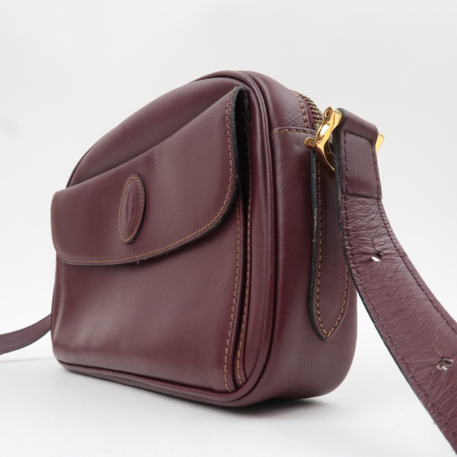 Cartier Must Line Leather Shoulder Bag Bordeaux *Dust bag