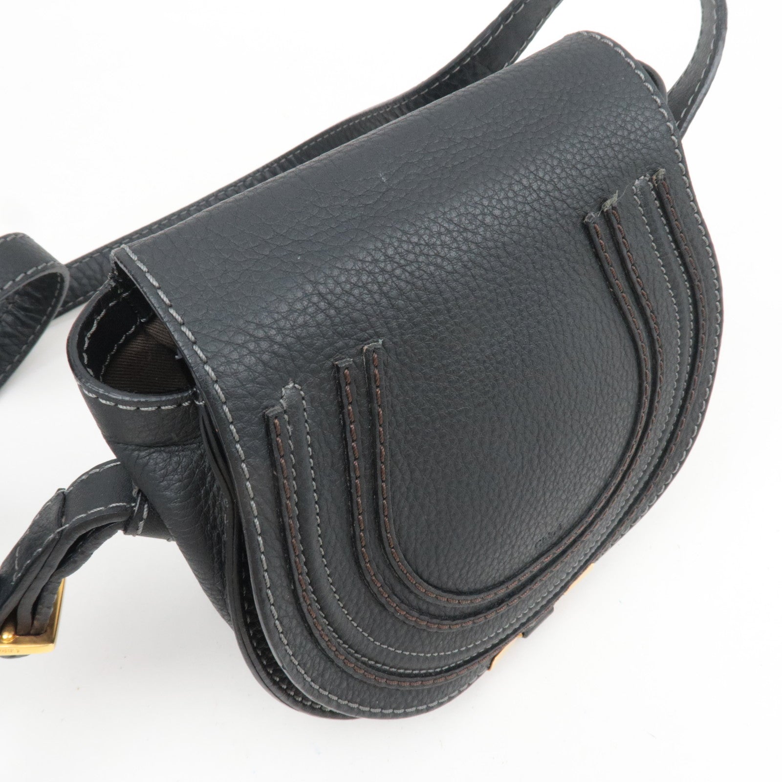 Chloe Marcy Small Leather Saddlebag Shoulder Bag Black *Dust bag