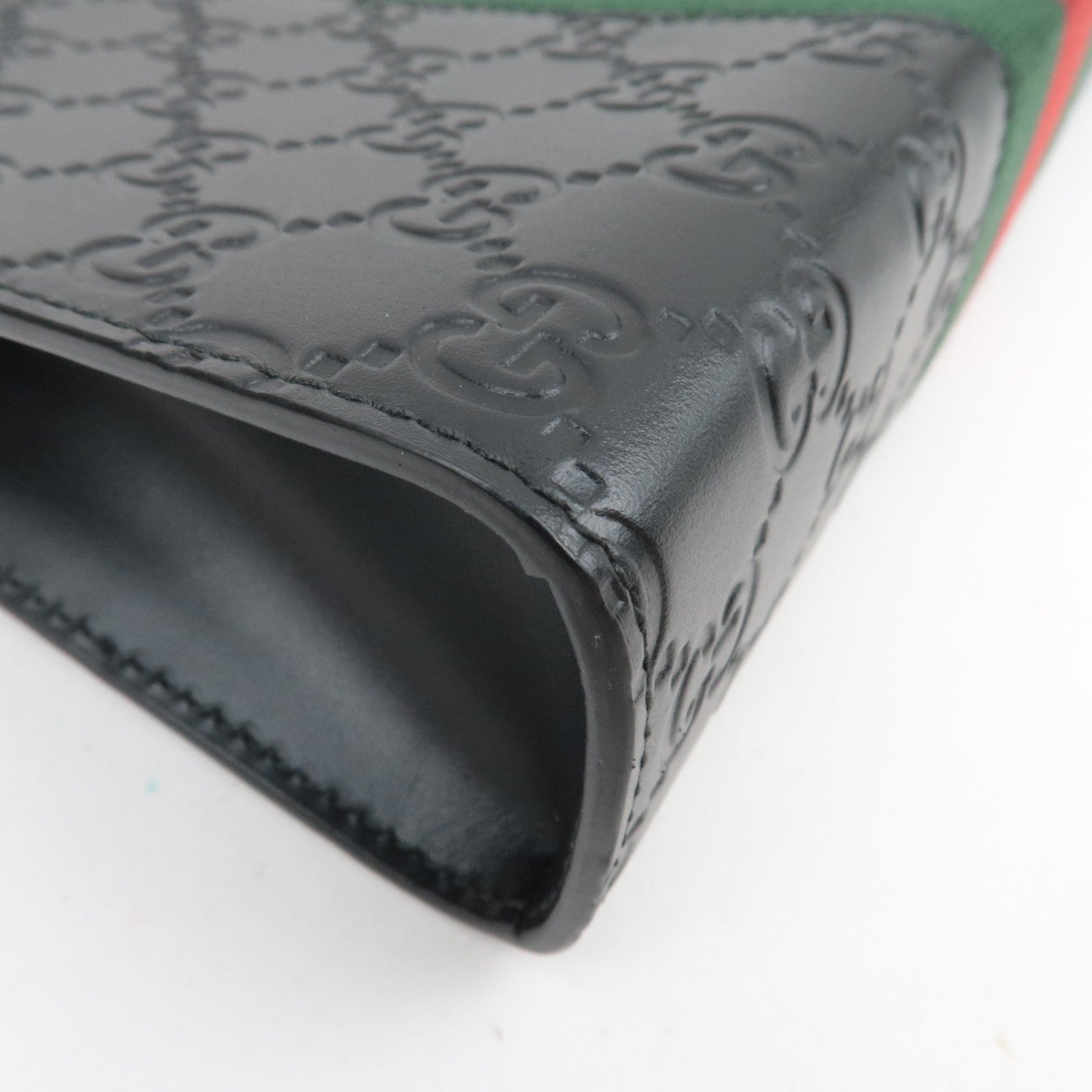 GUCCI Sherry Guccissima Clutch Bag Leather Black 475316