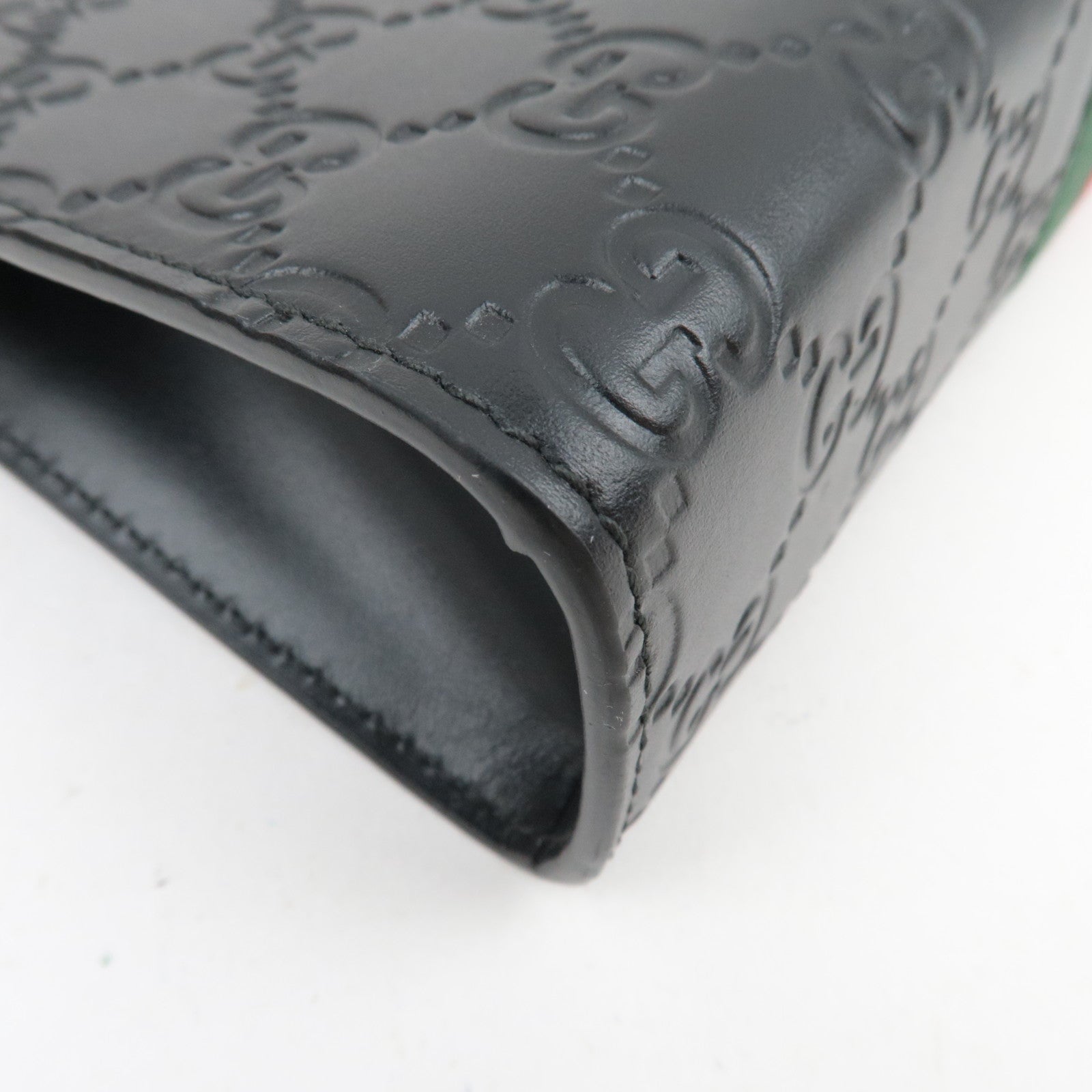 GUCCI Sherry Guccissima Clutch Bag Leather Black 475316